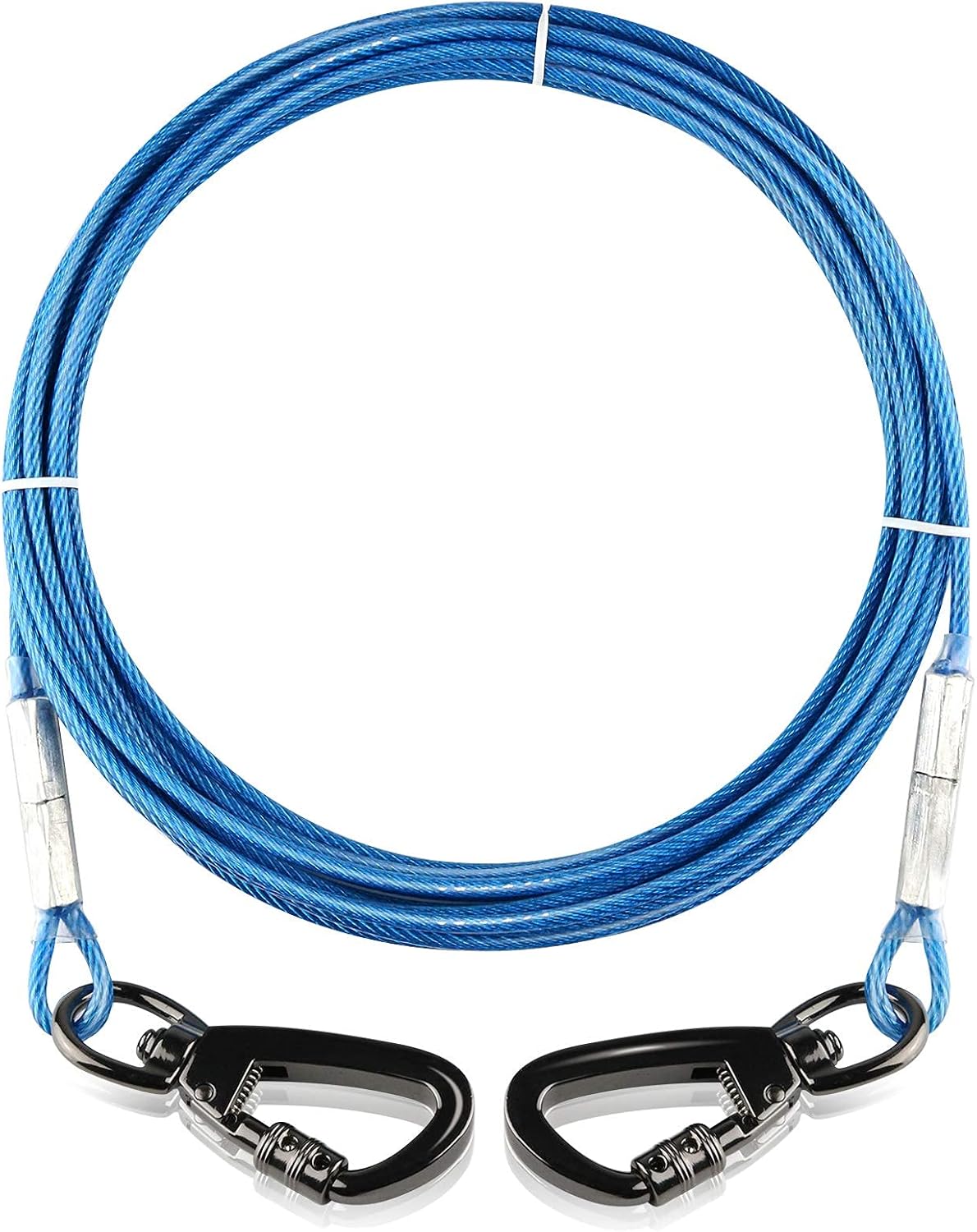 Detalle de Dog Tie Out Cable with 360° Swivel Lockable Hook and PVC Coating (10ft–120ft) Reflective Lead for Small to Large Dogs