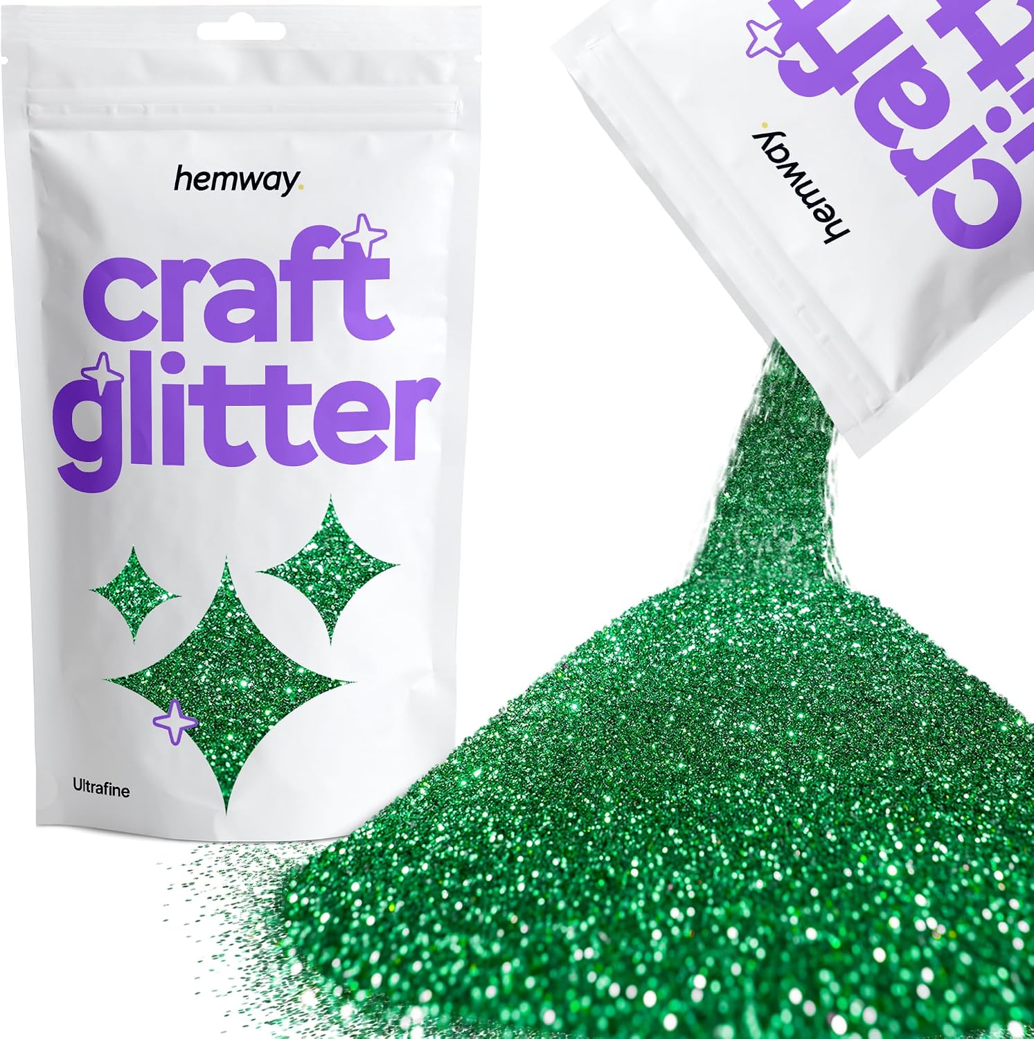 Detalle de Hemway Emerald Green Ultrafine Glitter 100g