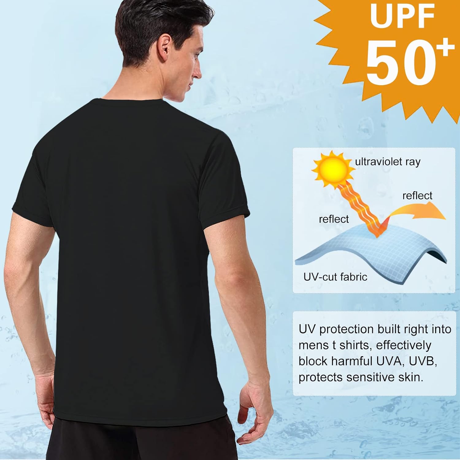 Detalle de MeetHoo Rash Guard uomo – Camicia UV UPF 50+ a maniche corte o lunghe per sport all’aperto
