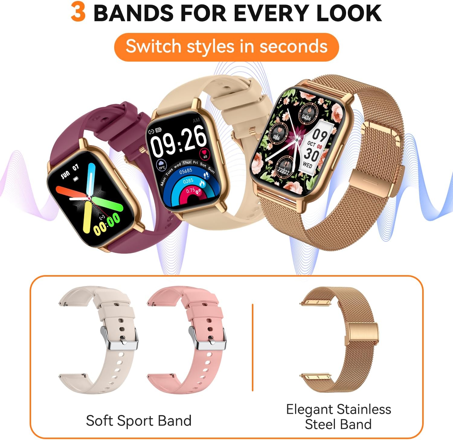 Detalle 2 de Smart Watch for Women and Men with 1.85" HD Screen, 112 Sports Modes, IP68 Waterproof, Bluetooth Calling