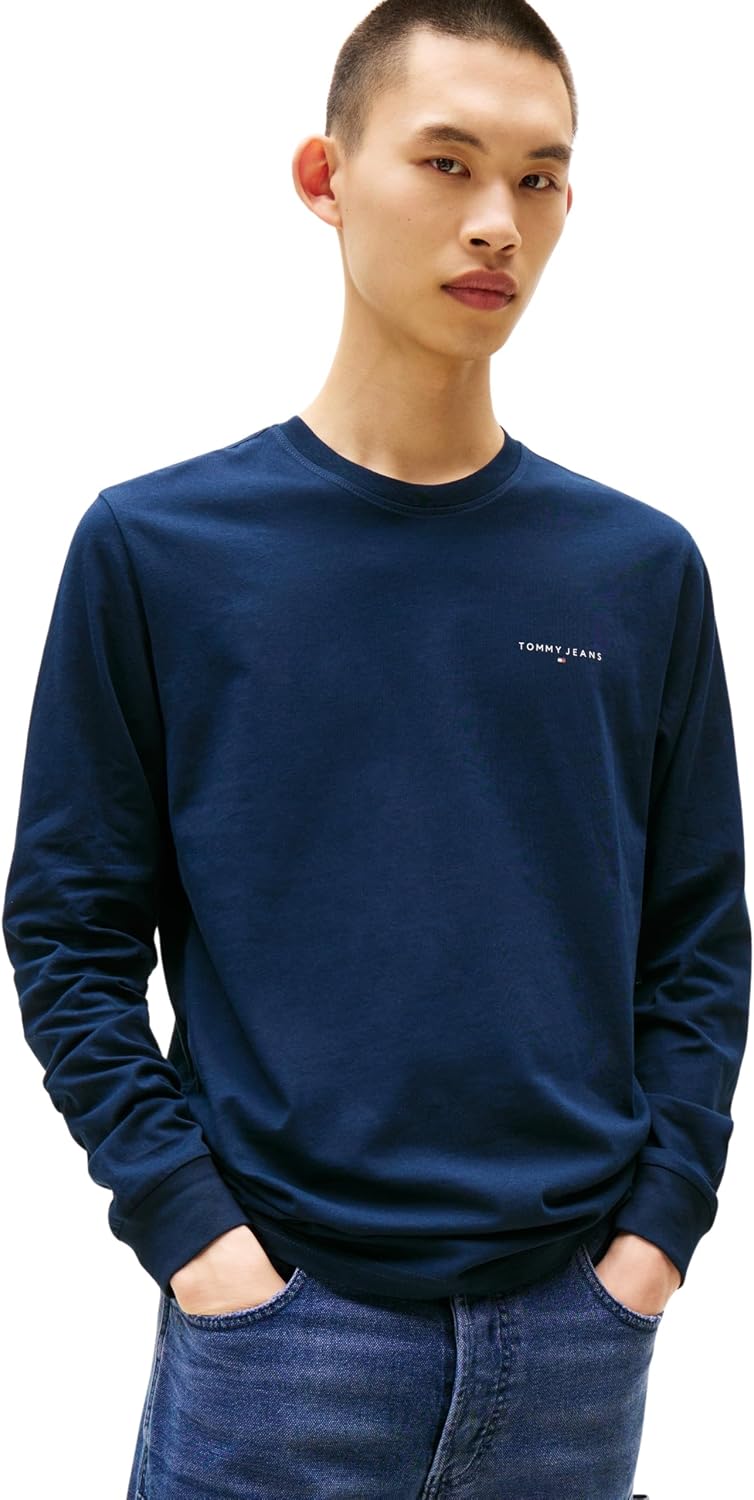 Detalle de Tommy Jeans T-shirt manches longues homme slim en coton « Chest Linear »