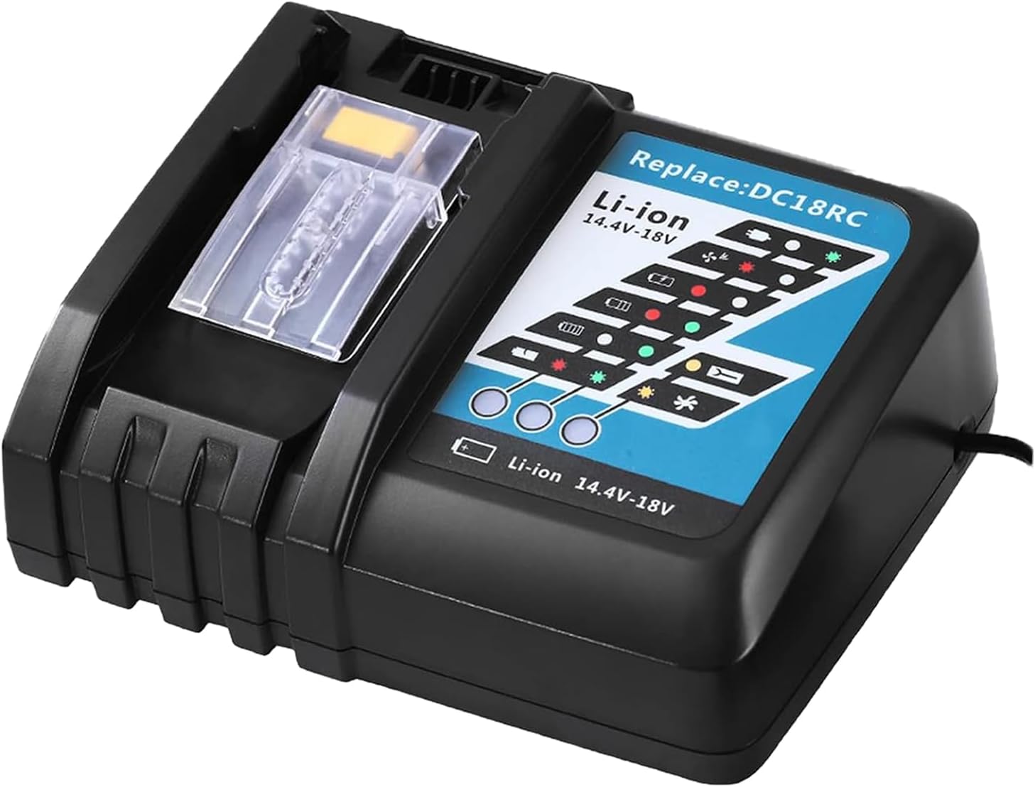 Detalle 1 de Bonadget 6A Dual Fast Battery Charger for Makita 14.4V–18V LXT (UK 3‑pin) DC18RD-style