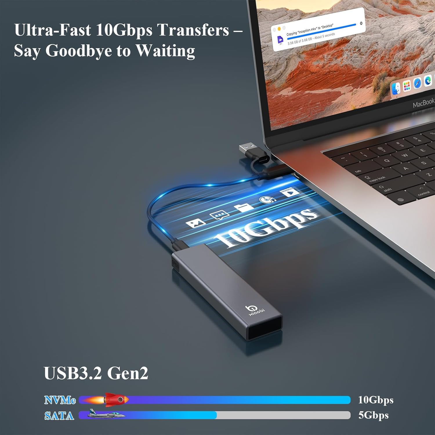 Thumbnail 1 de Xiaobi M.2 NVMe SSD Gehäuse (USB 3.2 Gen 2, 10 Gbps) für M-Key/B+M-Key NVMe