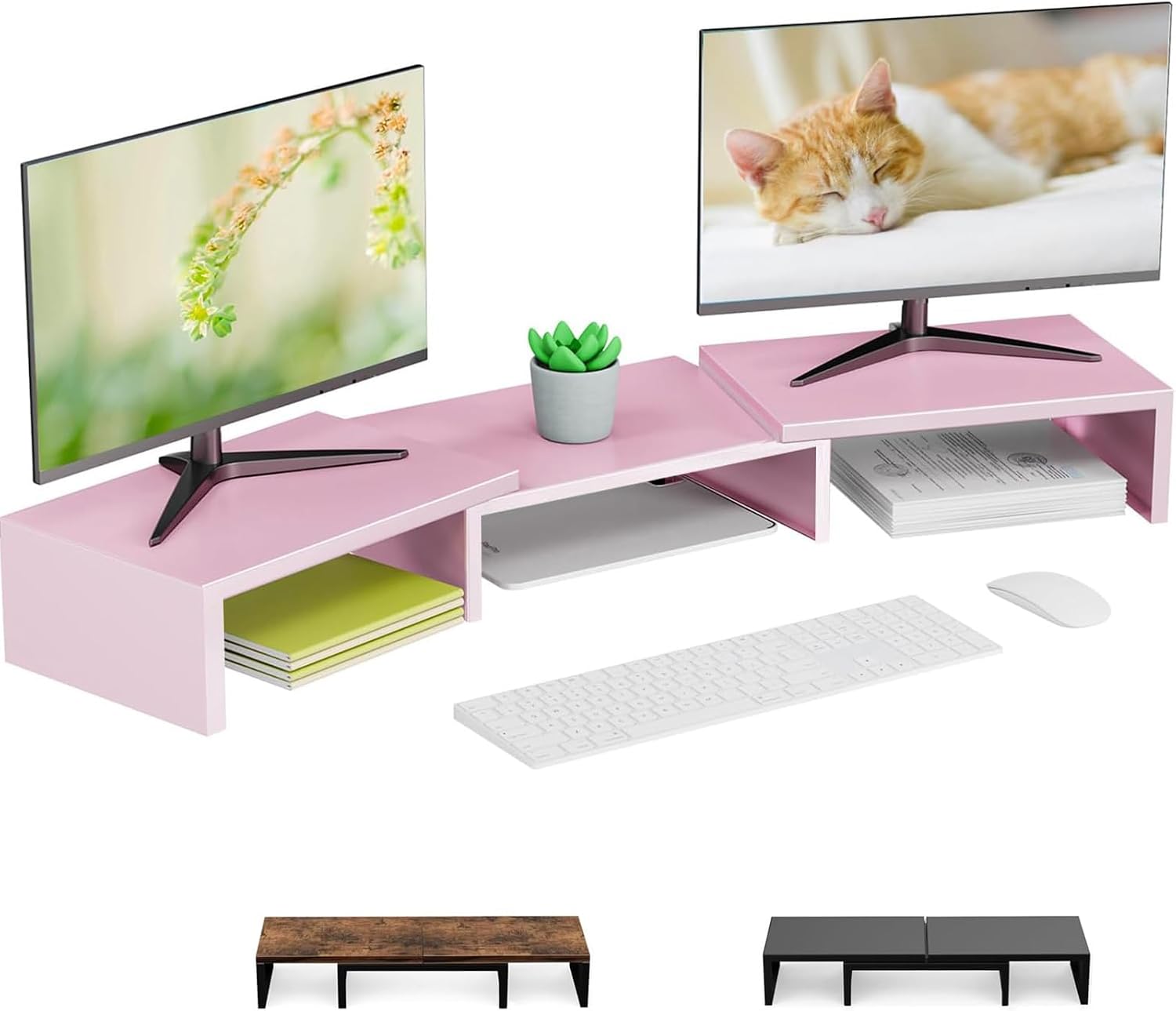 Thumbnail 6 de Pygocereri Dual Stand Rise for Desk – Metal Desk Shelf Riser and Laptop/Printer Stand