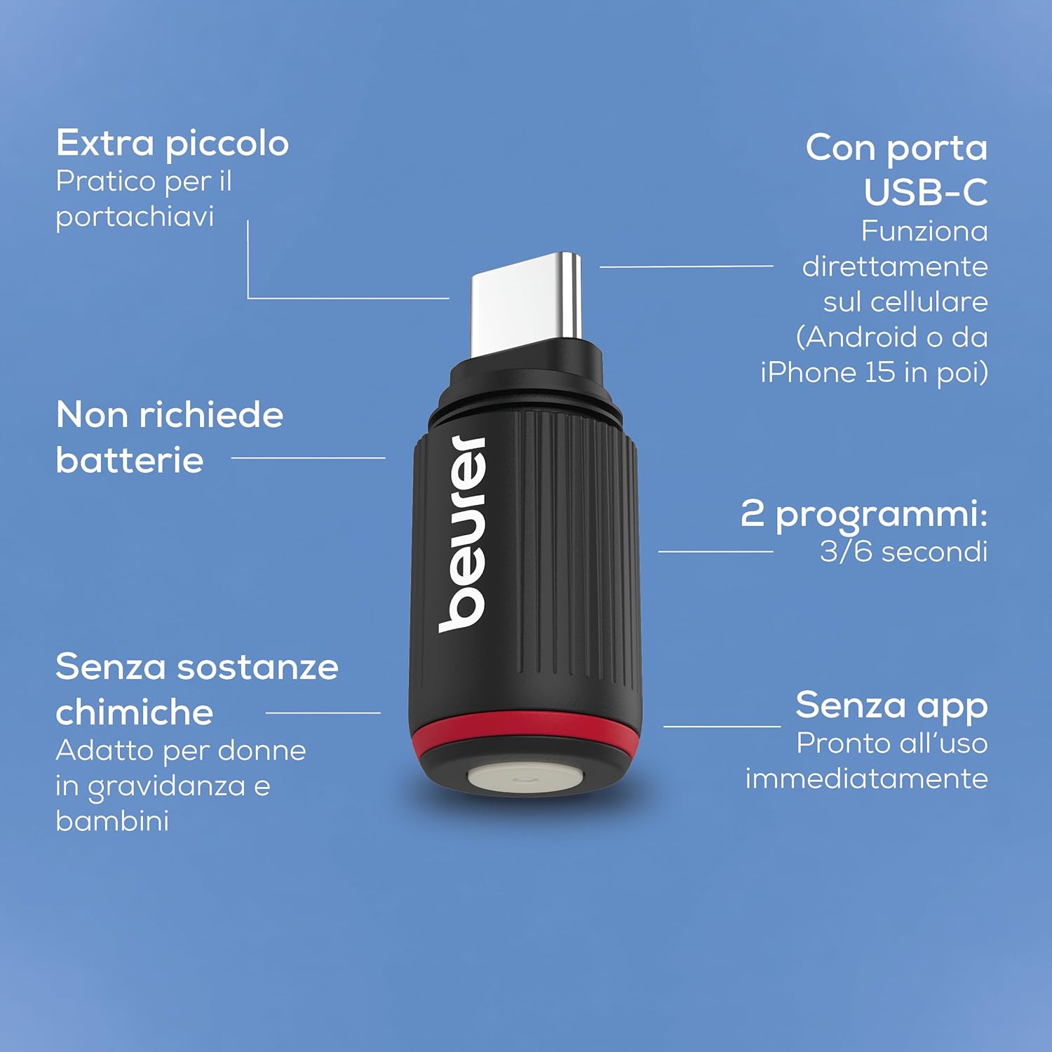 Thumbnail 6 de Beurer BiteX Go Dopopuntura: trattamento termico USB-C per punture di insetti, luce integrata