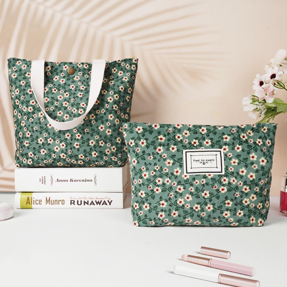 Thumbnail 3 de Aucuu Floral Canvas Cosmetic Bags 2 Pcs