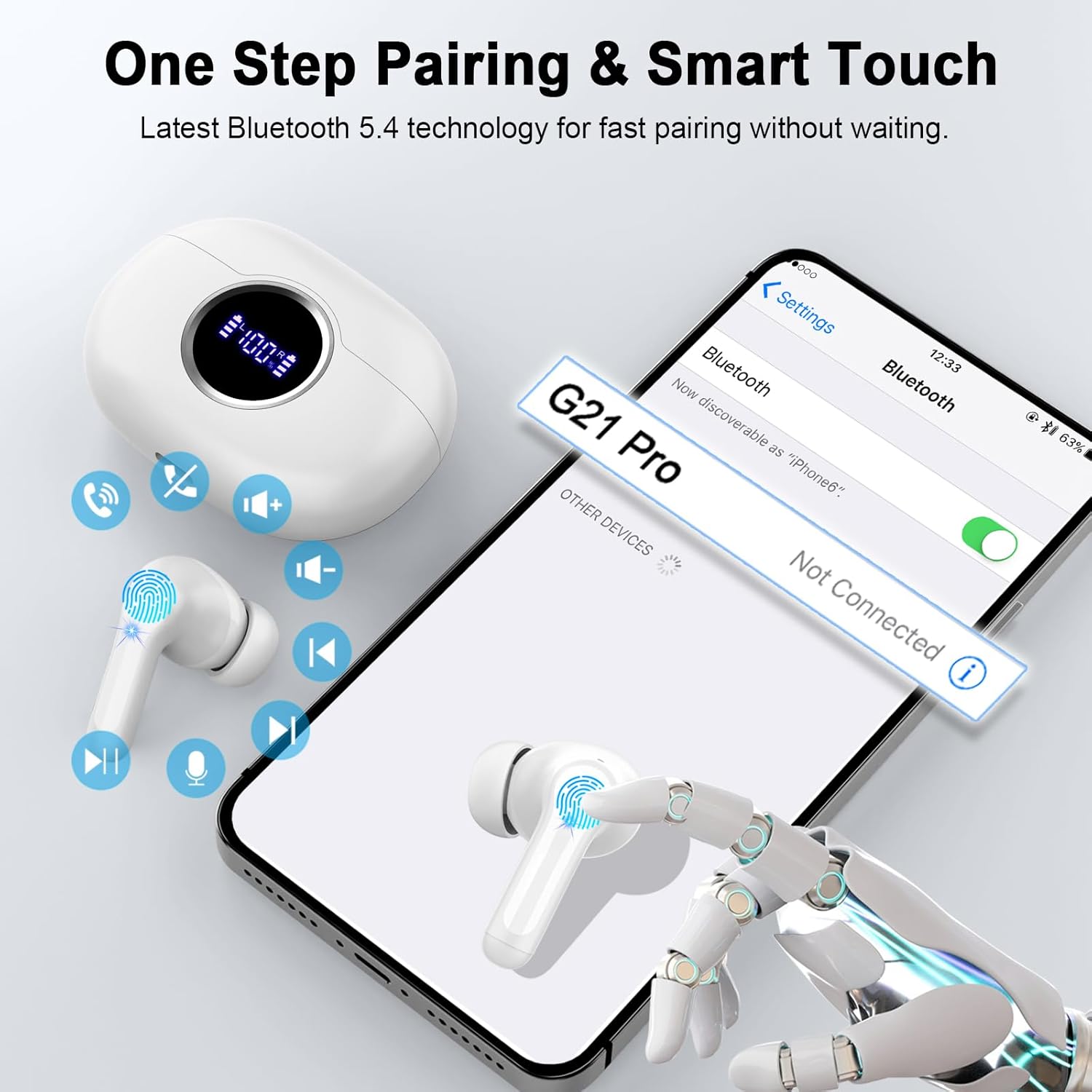 Thumbnail 6 de Rinsmola Wireless Earbuds with Bluetooth 5.4, IP7, and 36H Playtime