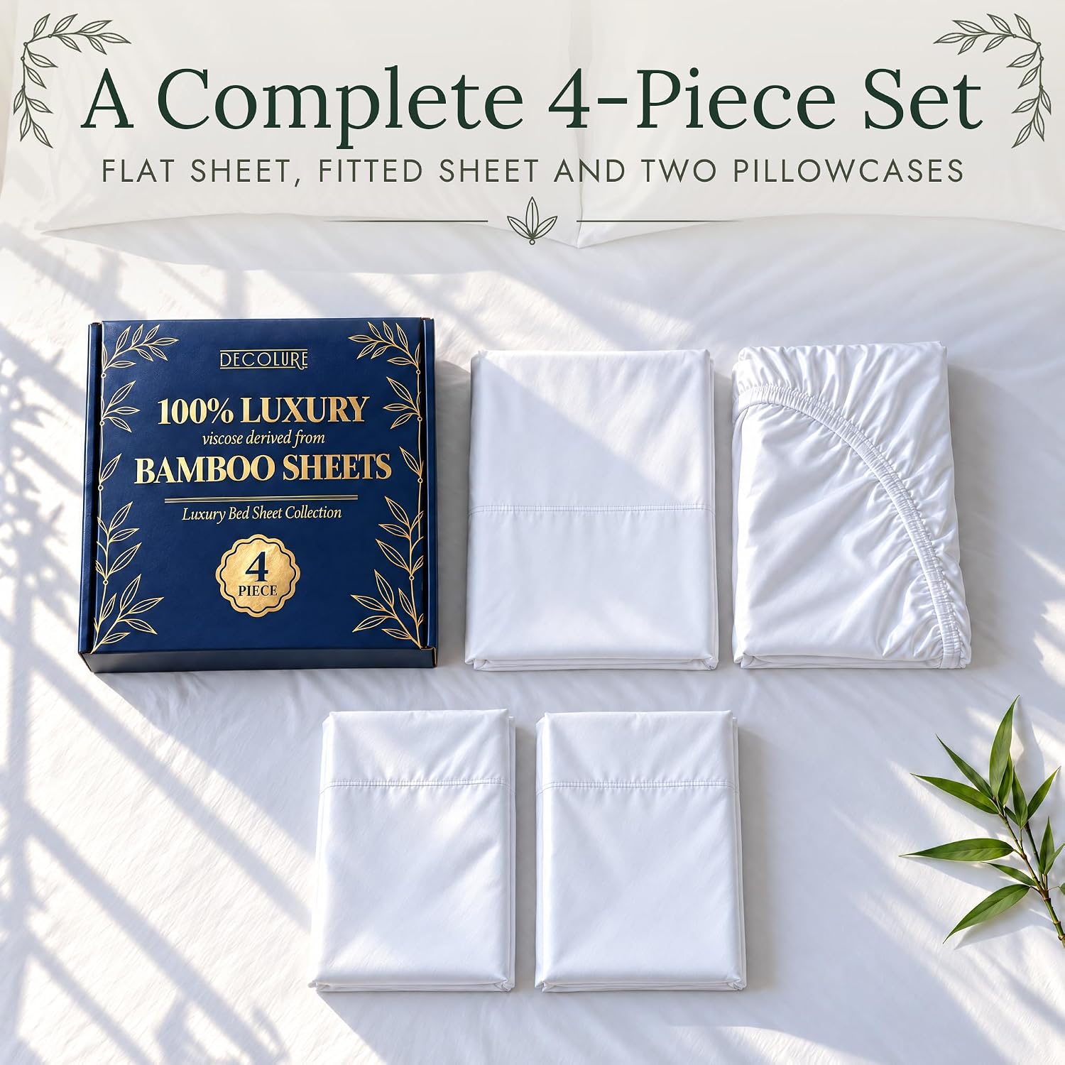 Thumbnail 5 de DECOLURE Bamboo Viscose Queen Sheets 17"