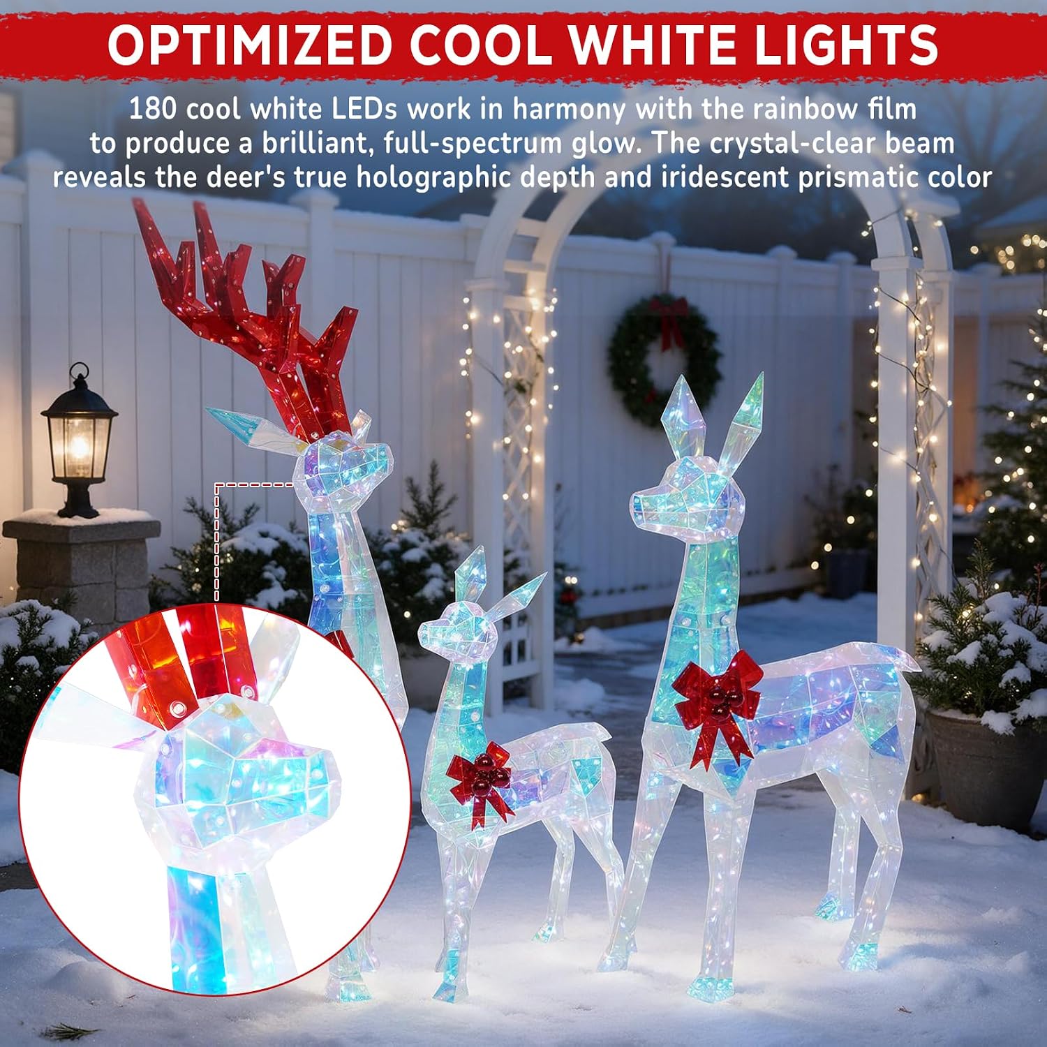 Detalle 2 de Hykolity Lighted Christmas Reindeer Set, 3-Piece