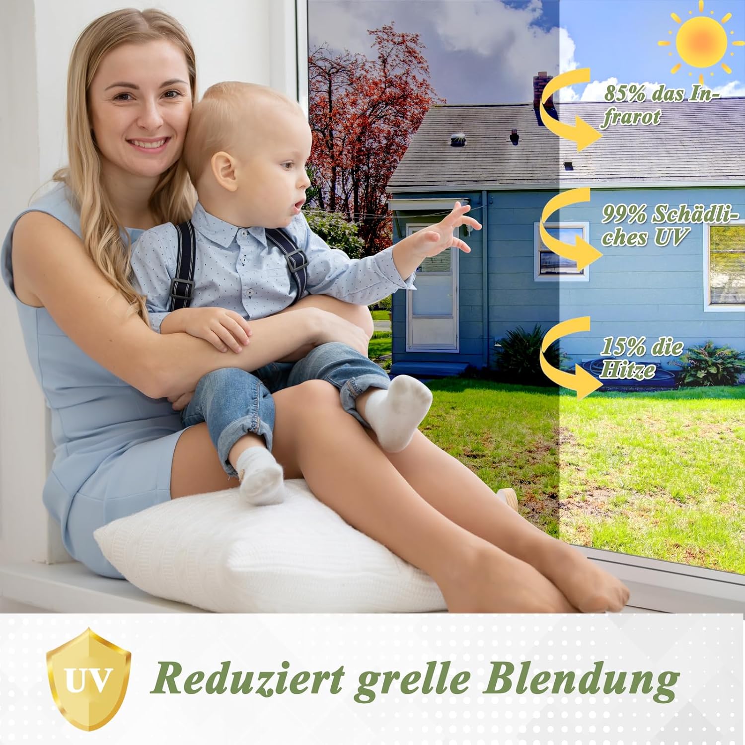 Thumbnail 1 de HOMTOL Spiegelfolie für Fenster 50×400 cm – Sichtschutz, UV- und Hitzeschutzfolie ohne Klebstoff