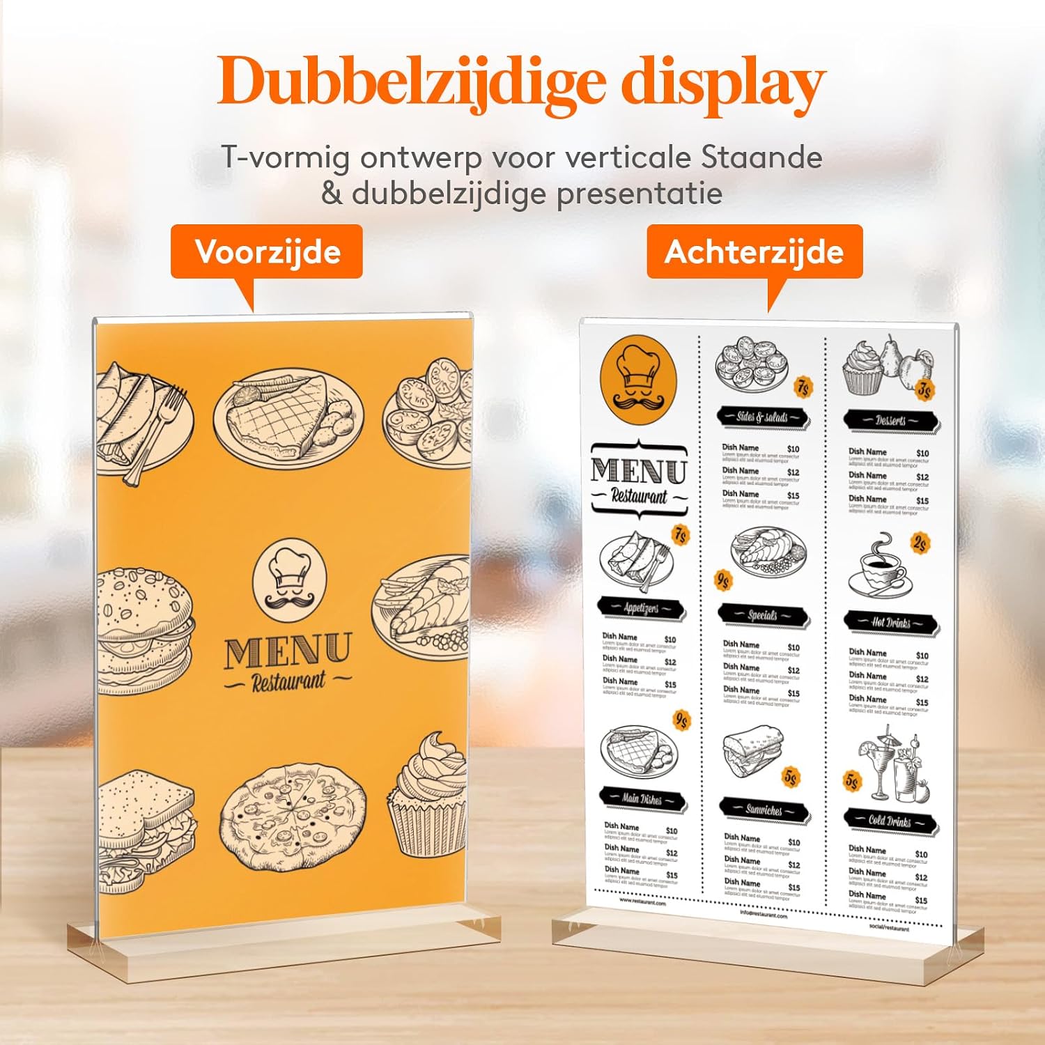 Detalle de Lifewit 23082 A5-displayhouder, transparant kunststof, dubbelzijdig, set van 8