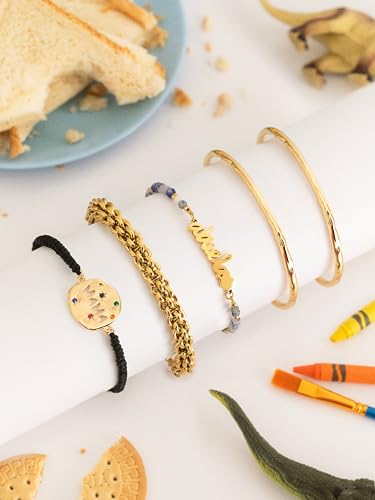 Thumbnail 3 de SINGULARU Pulsera Mamá Colors – Latón con baño en oro 18 Kt y circonitas, longitud ajustable 16–24 cm