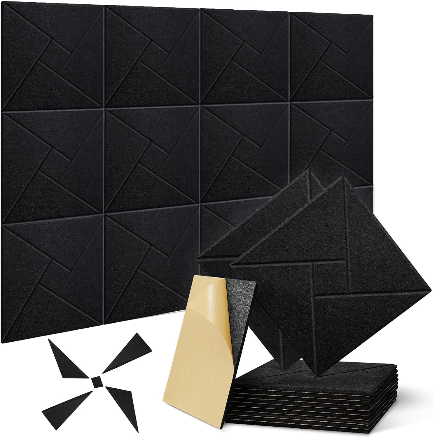 Thumbnail 6 de JAMELO Akustikpaneele selbstklebend sechseckig (12er-Set) aus Polyester – Schallabsorber für Wand, Decke & Tür, Grau