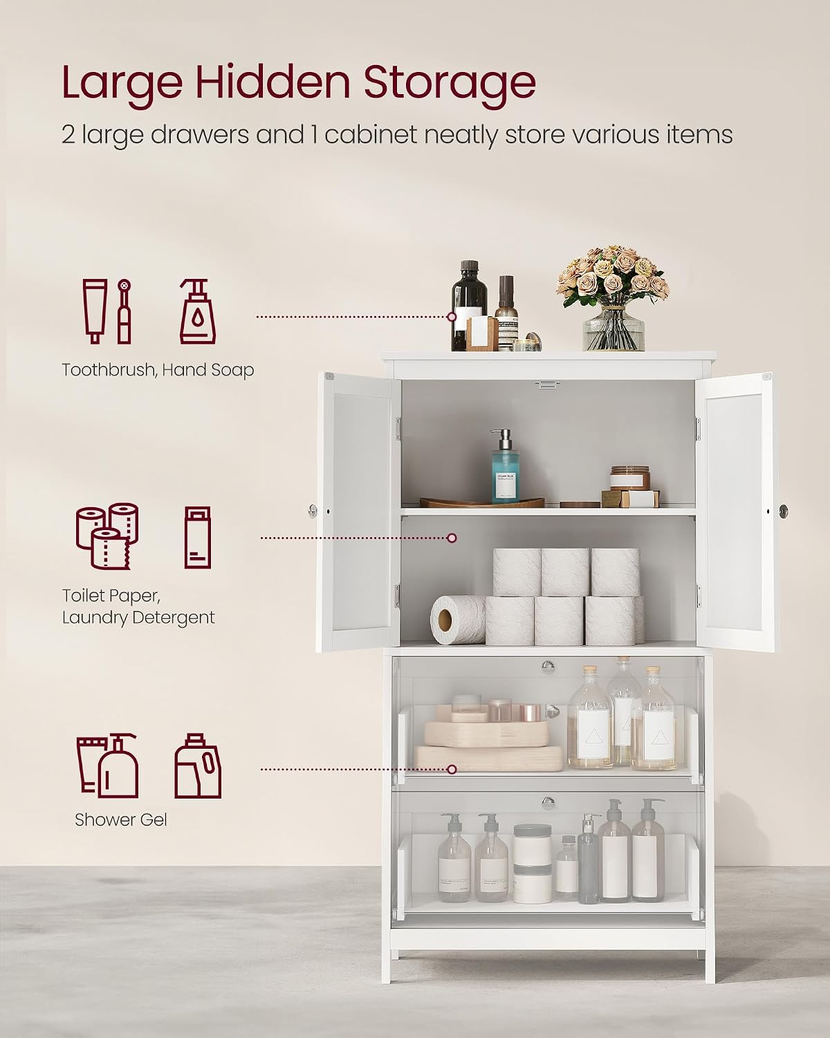 Detalle de VASAGLE Bathroom Storage Cabinet UBBC551P31