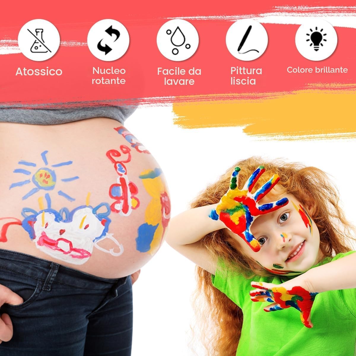 Detalle 1 de Beesjuy 12 Colori Body Painting: trucco sicuro per bambini e family fun