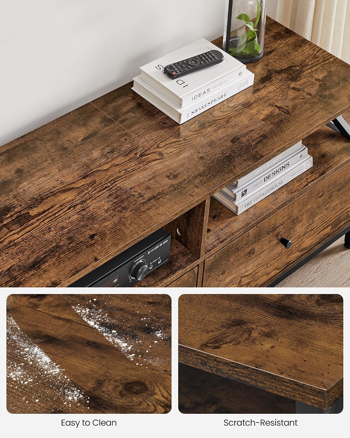 Detalle 1 de VASAGLE Daxton Collection LTV303KD01 TV Stand, 178 cm, 3 Drawers and 3 Shelves