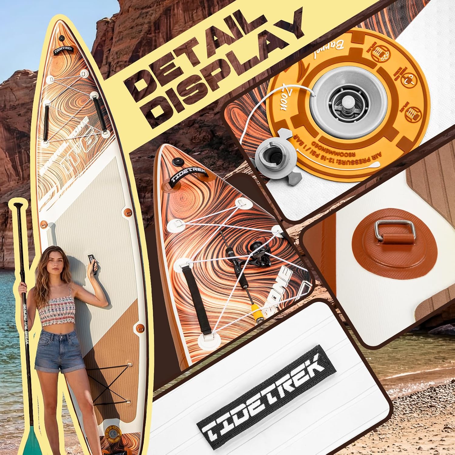 Detalle 2 de TIDETREK 11'6 Inflatable SUP with Premium Accessories: Stable, Versatile, Ready for Any Water