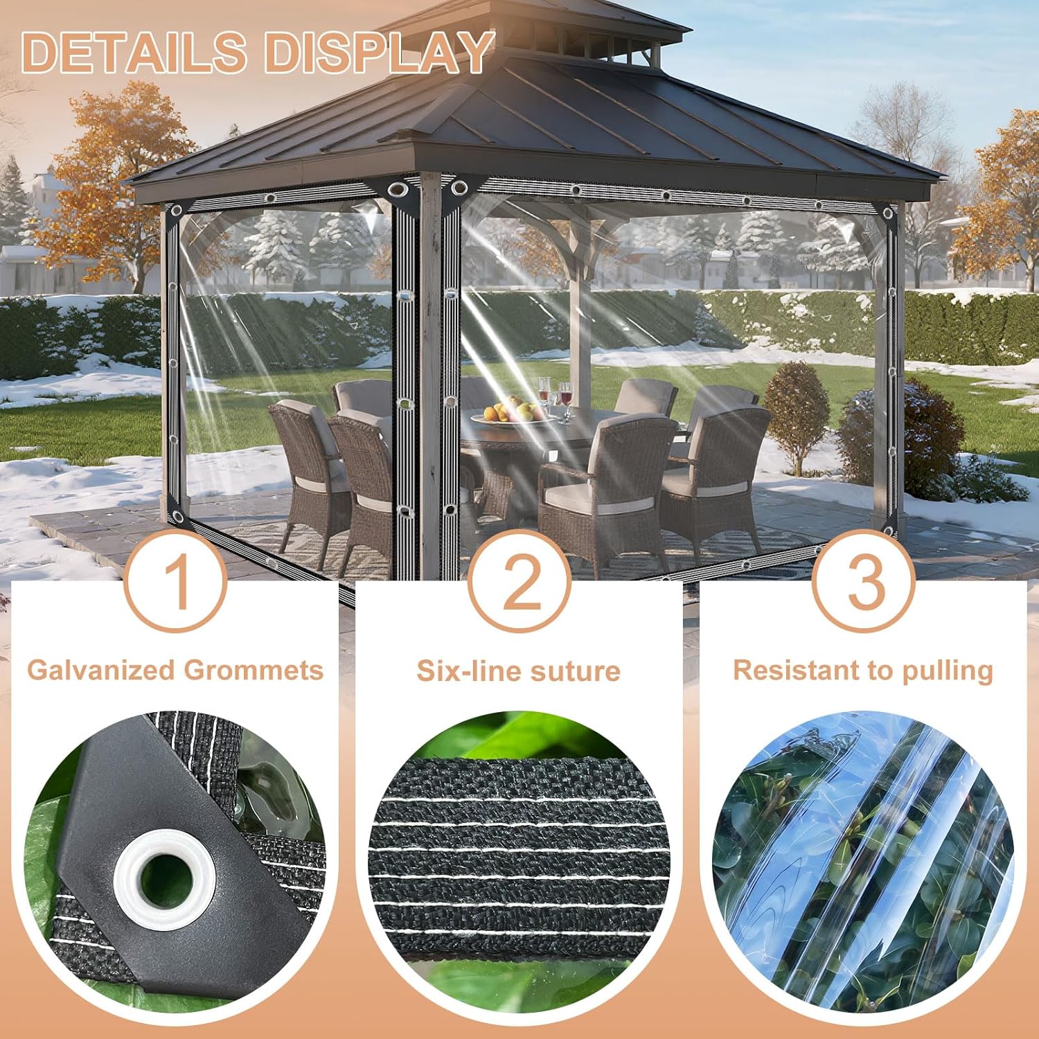 Detalle 2 de Lona impermeable transparente 1x2m con ojales