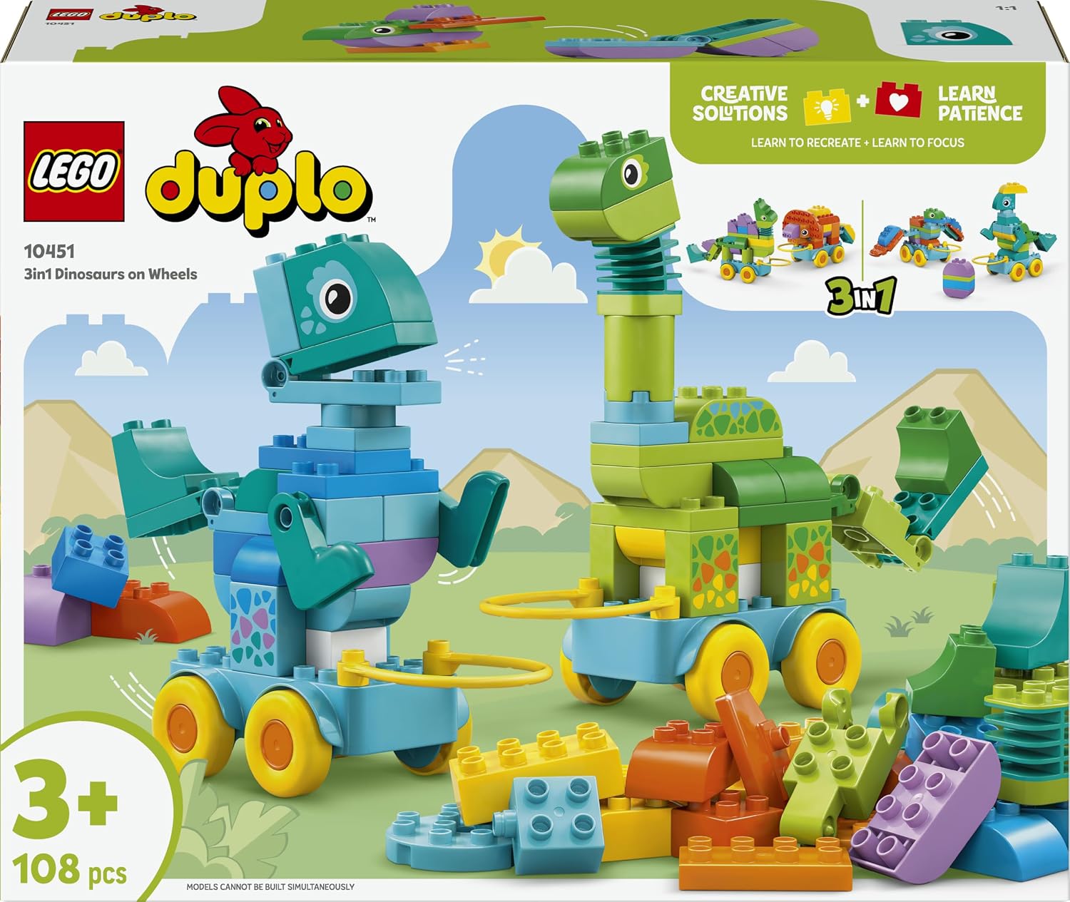 Detalle de LEGO DUPLO 10451 Dinosaurs on Wheels 3-in-1 Building Toy, 108 Pieces