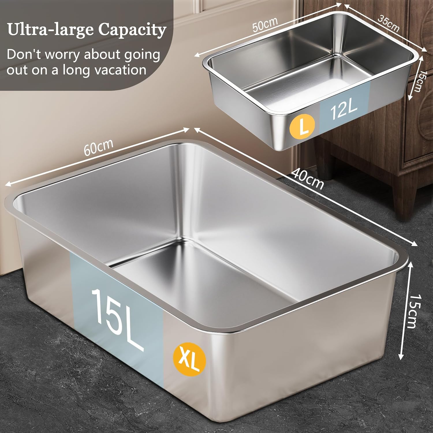 Thumbnail 2 de Vealind Stainless Steel Cat Litter Box