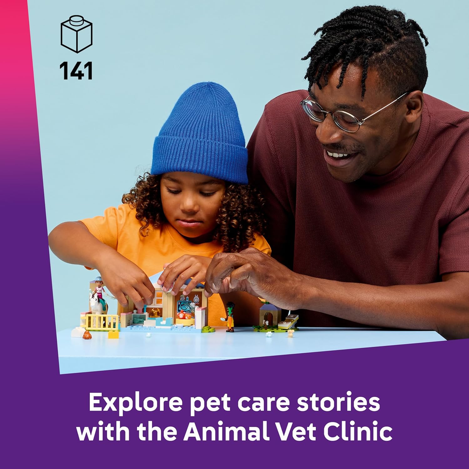 Detalle 2 de LEGO Friends Animal Vet Clinic 42696 – educational building set with horse stable, pet figures and accessories