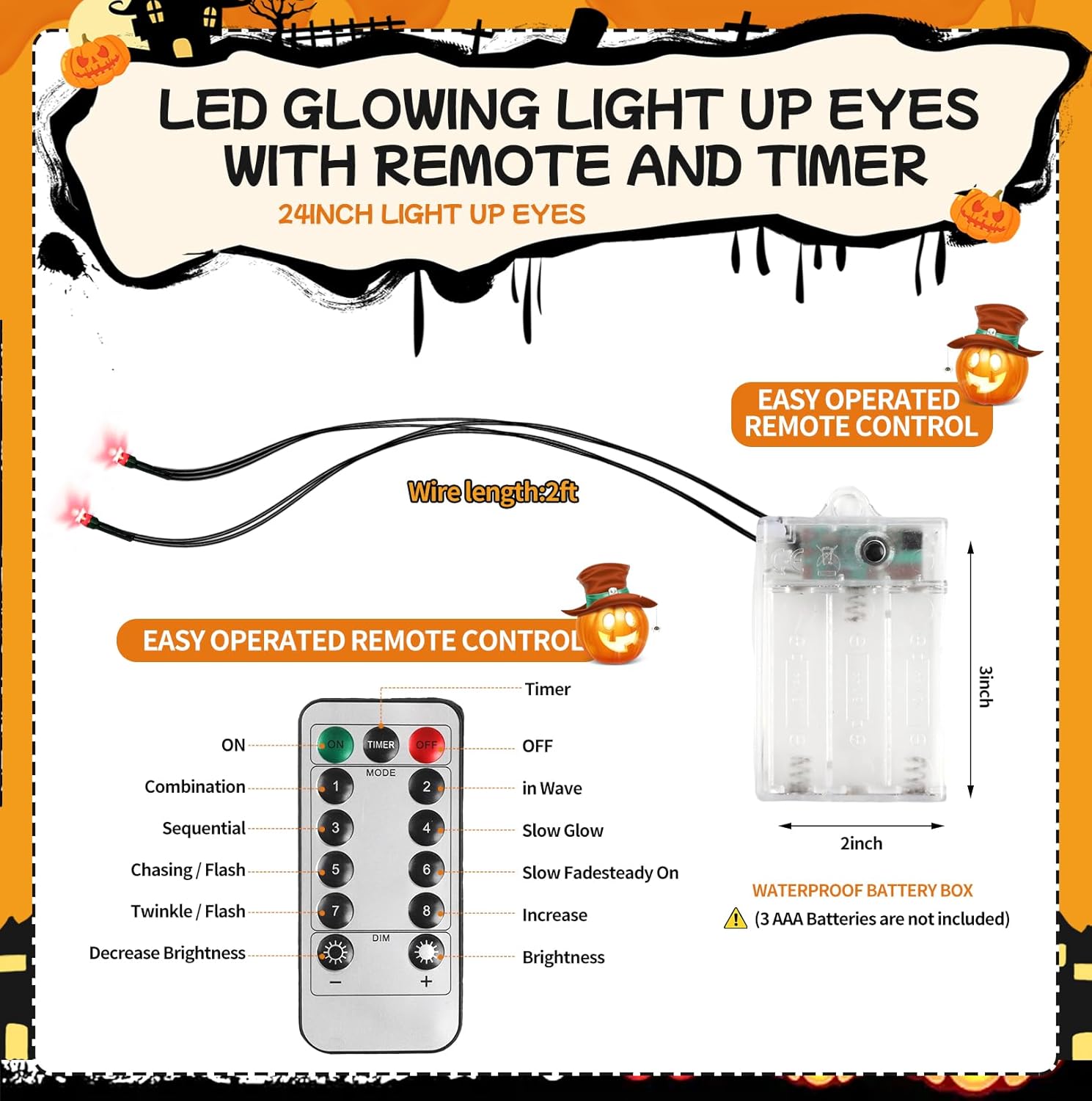 Thumbnail 5 de LCHUANG KLD-GR Red LED Halloween Glowing Eyes, 4-Pack with 8 Modes