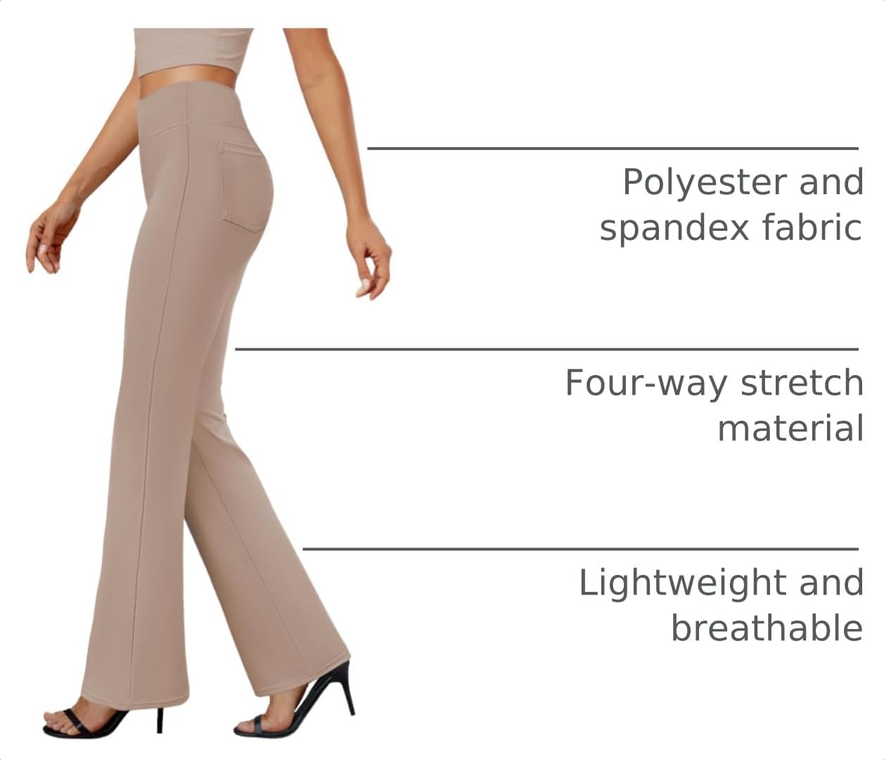 Detalle 2 de DLOODA Bootcut Dress Pants, Polyester-Spandex Blend