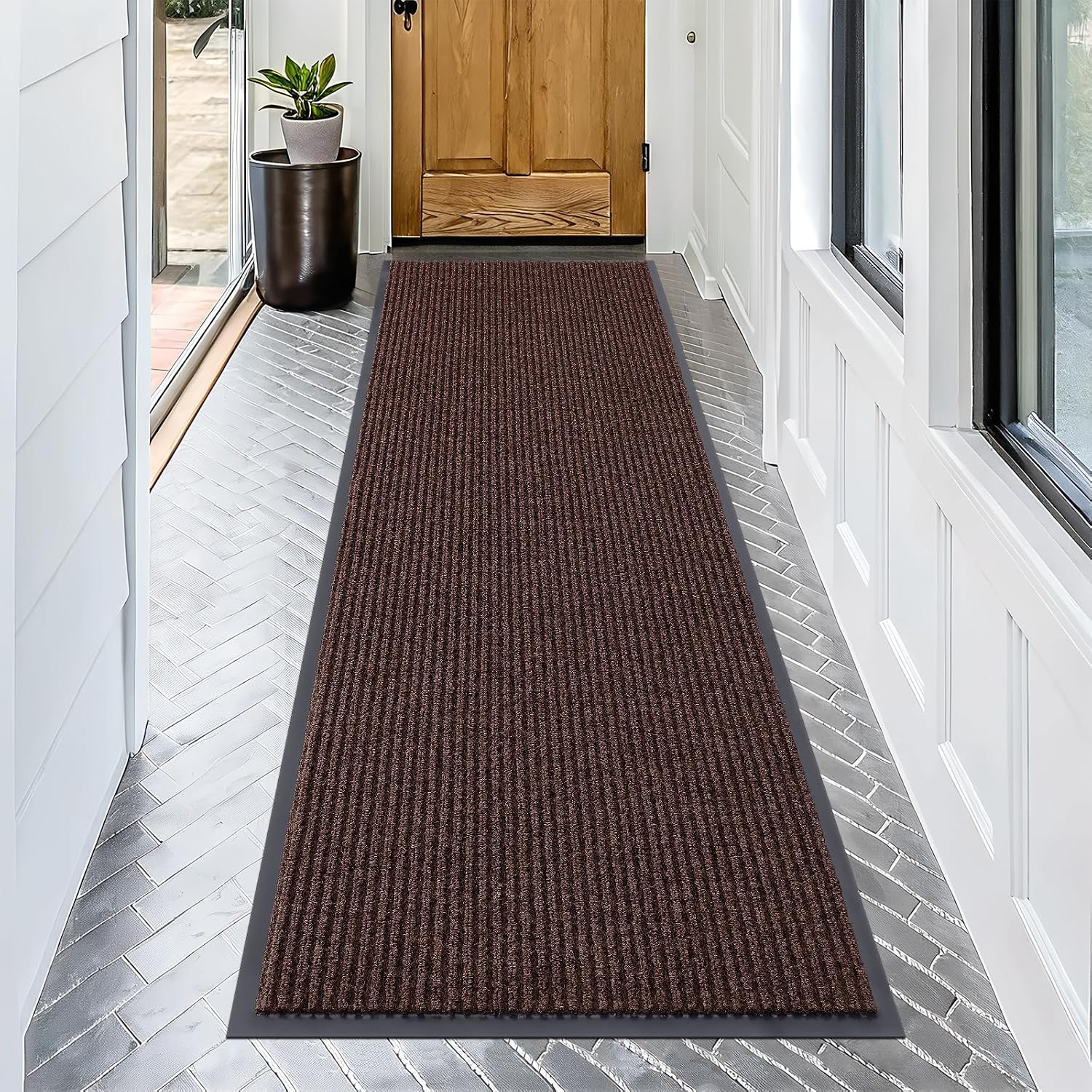 Detalle de OLANLY Front Door Mat, 71" x 23", Low-Profile Polyester Entryway Mat