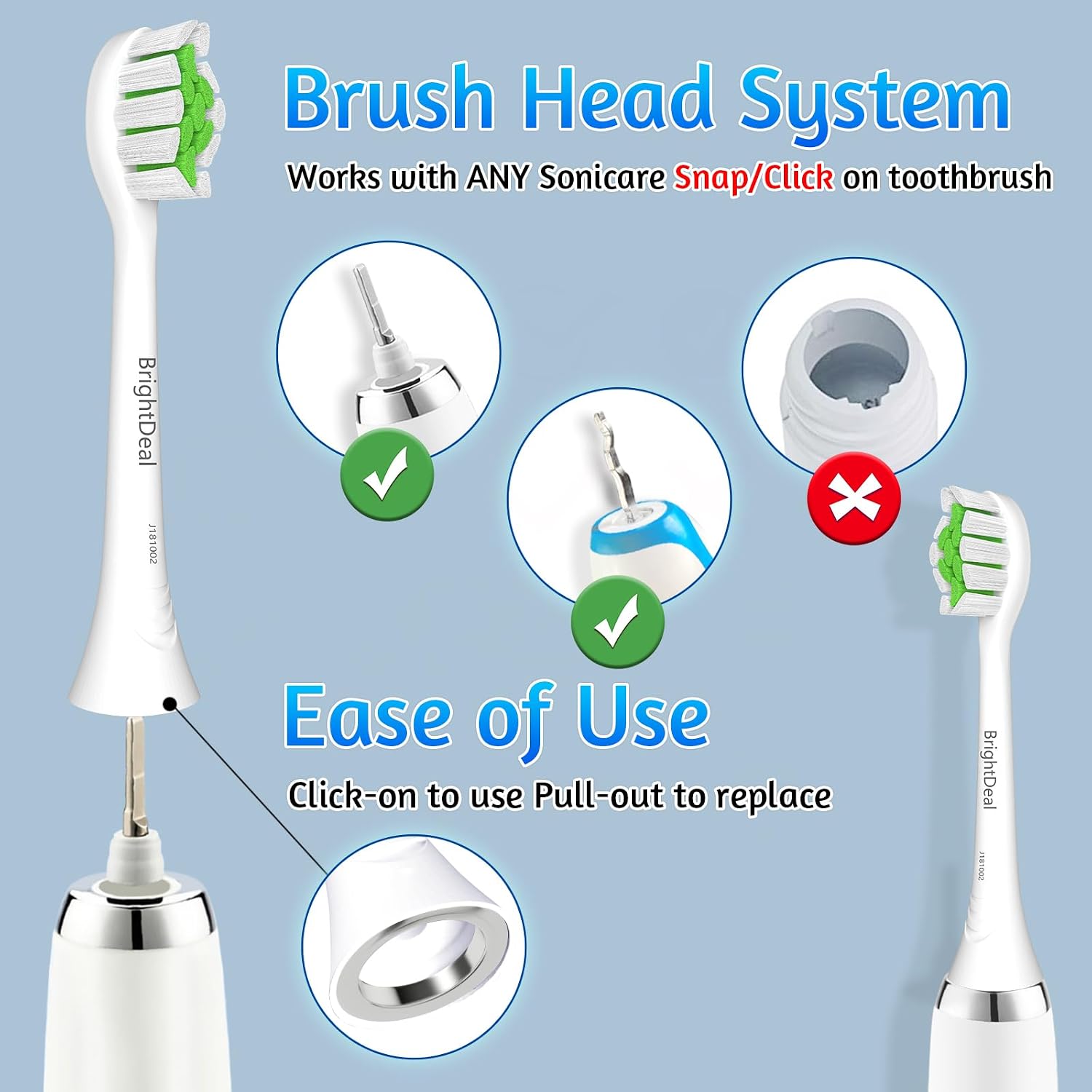 Detalle 2 de BrightDeal Têtes de brosse à dents lot de 10 🪥