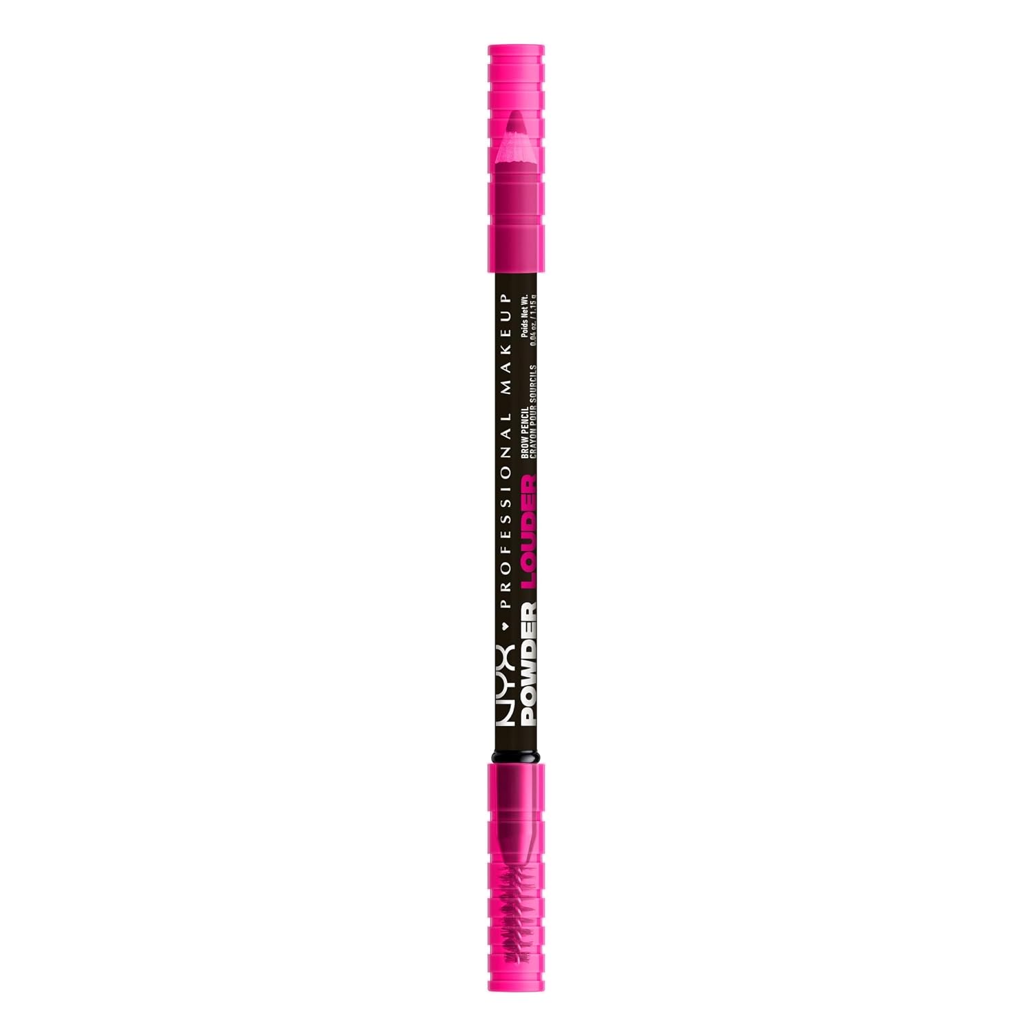 Detalle de NYX Powder Louder Brow Pencil in Black – voluminöse Mikrofaser für definierte, natürliche Augenbrauen