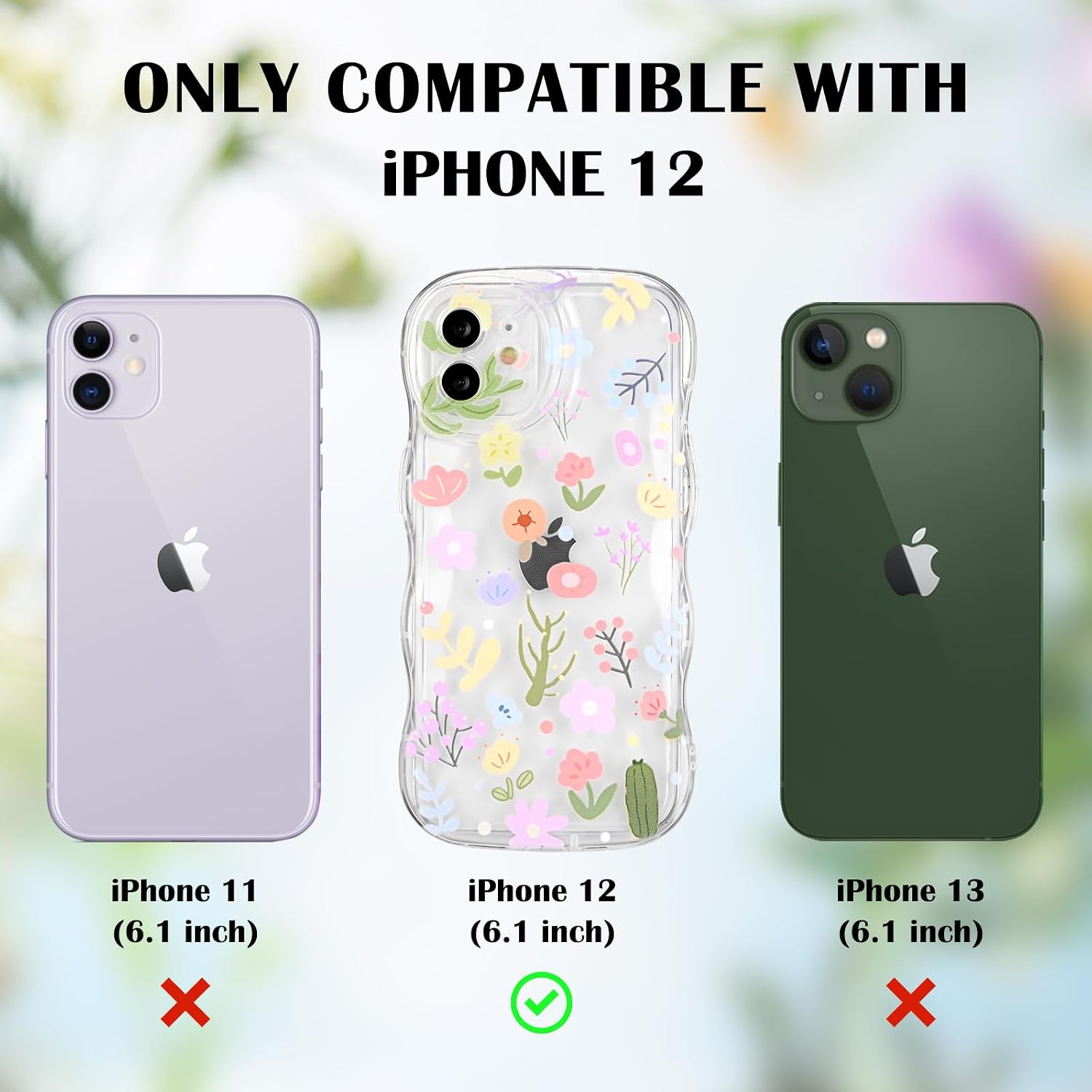 Detalle de Newseego Clear iPhone 12 Case for Girls & Women with Floral Design