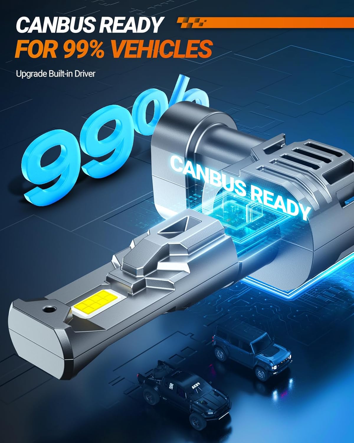 Detalle 2 de SEALIGHT 9012 HIR2 LED, 6500K bianco freddo (confezione da 2) Plug-N-Play