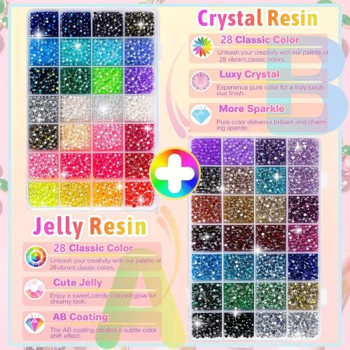 Thumbnail 2 de MIFARUI Resin Jelly Rhinestone Kit, 60,000 Pieces, 3mm, 56 Colours