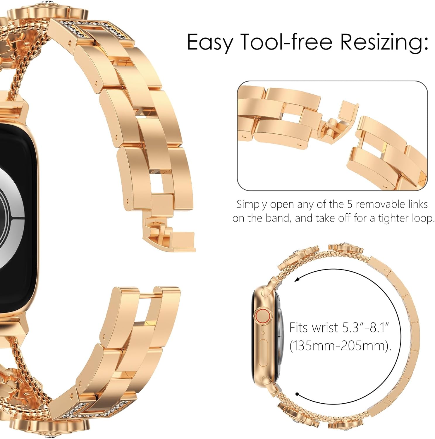 Thumbnail 3 de Fullife camellia bling metal strap for Apple Watch (38mm–46mm)