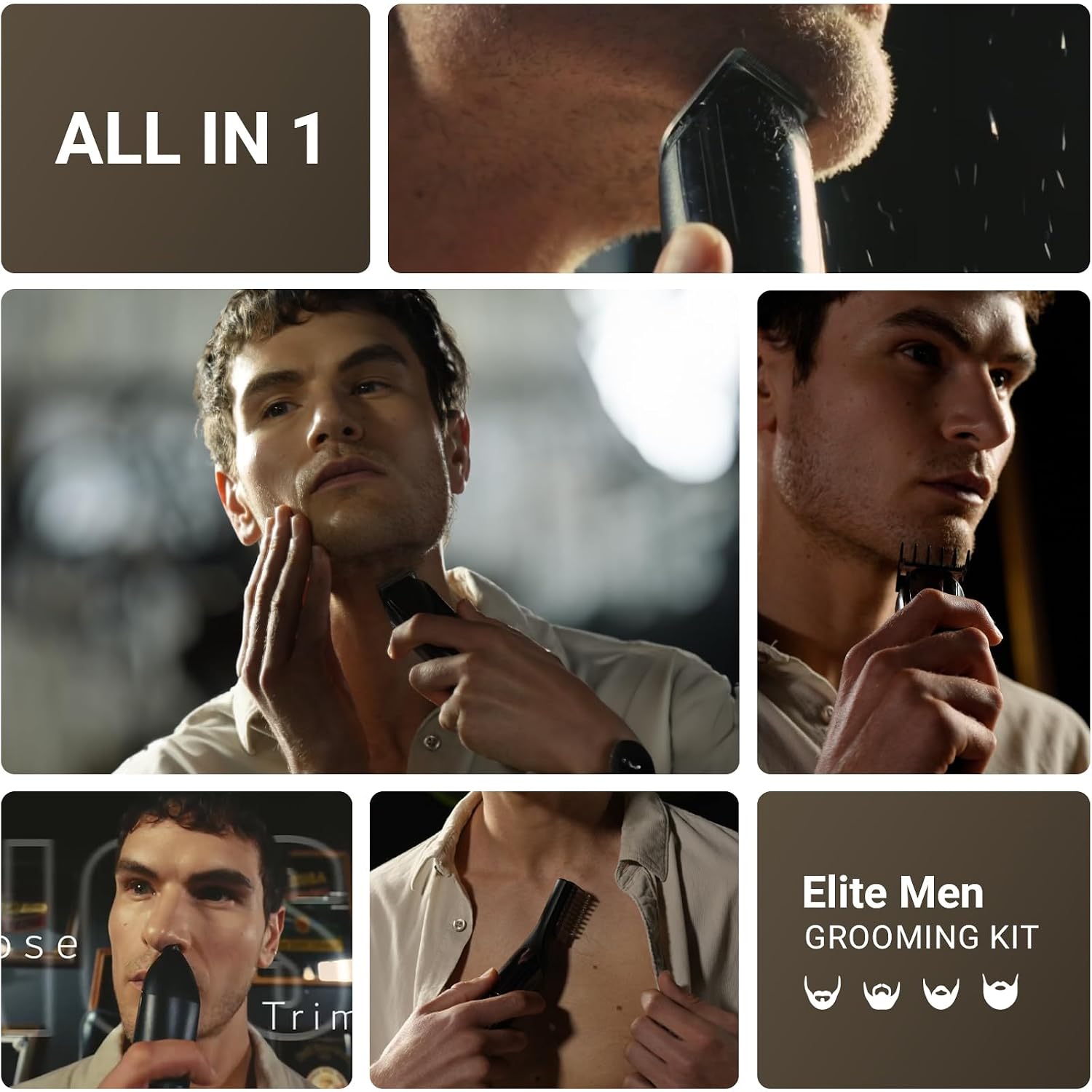 Detalle 2 de SHPAVVER ETHUP GK-1800 12-in-1 Beard Trimmer, Waterproof with 6 Heads