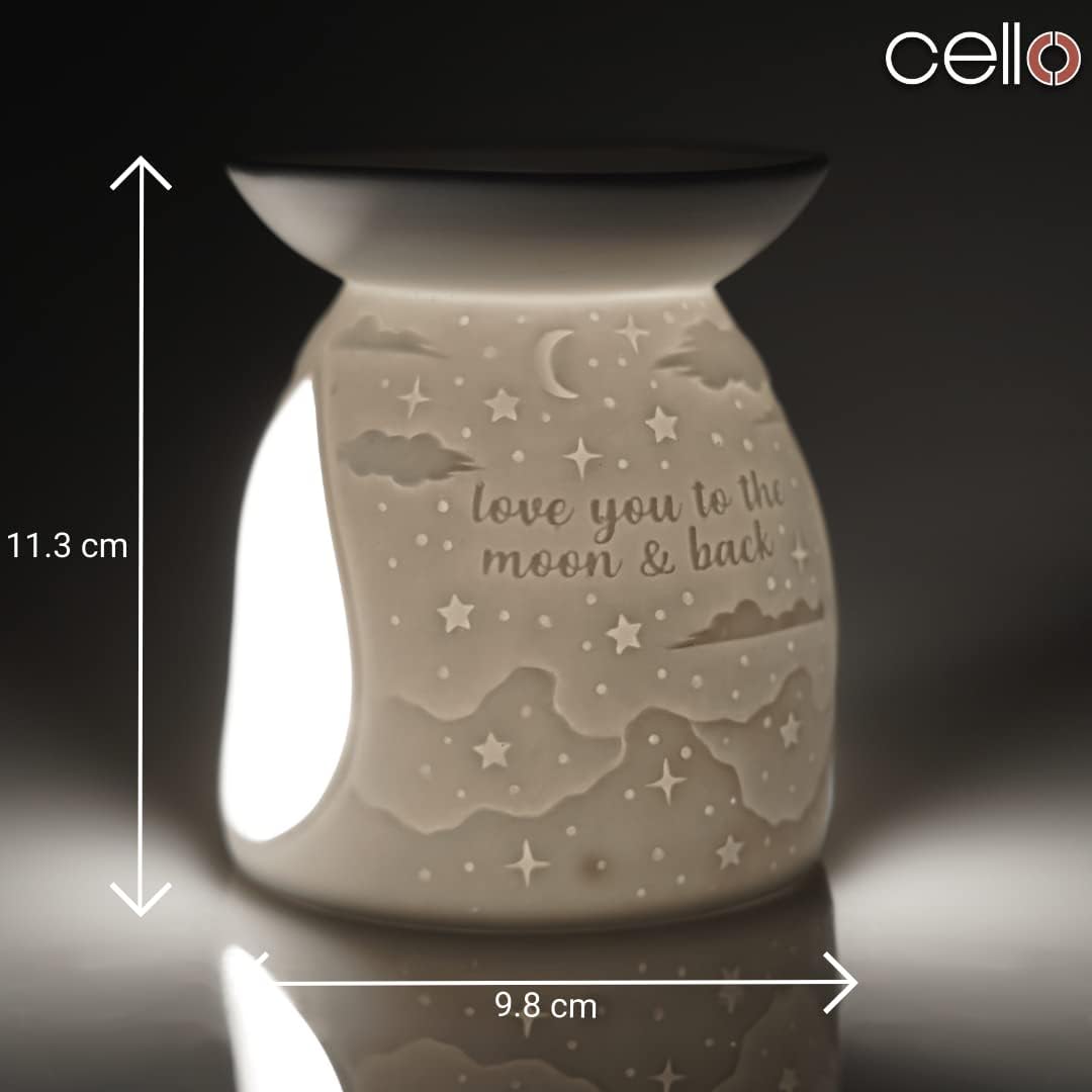 Thumbnail 1 de Cello Tealight Wax Melt & Oil Burner – Love You To The Moon Porcelain Decor