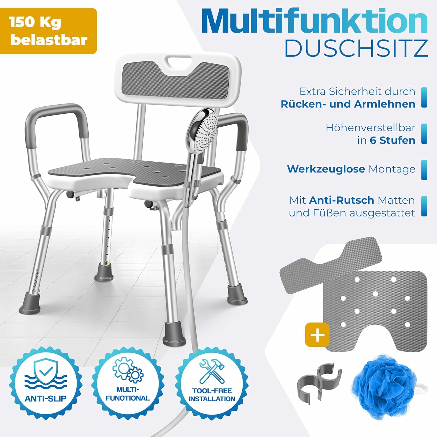 Thumbnail 1 de KESSER Duschhocker 150 kg mit Lehne
