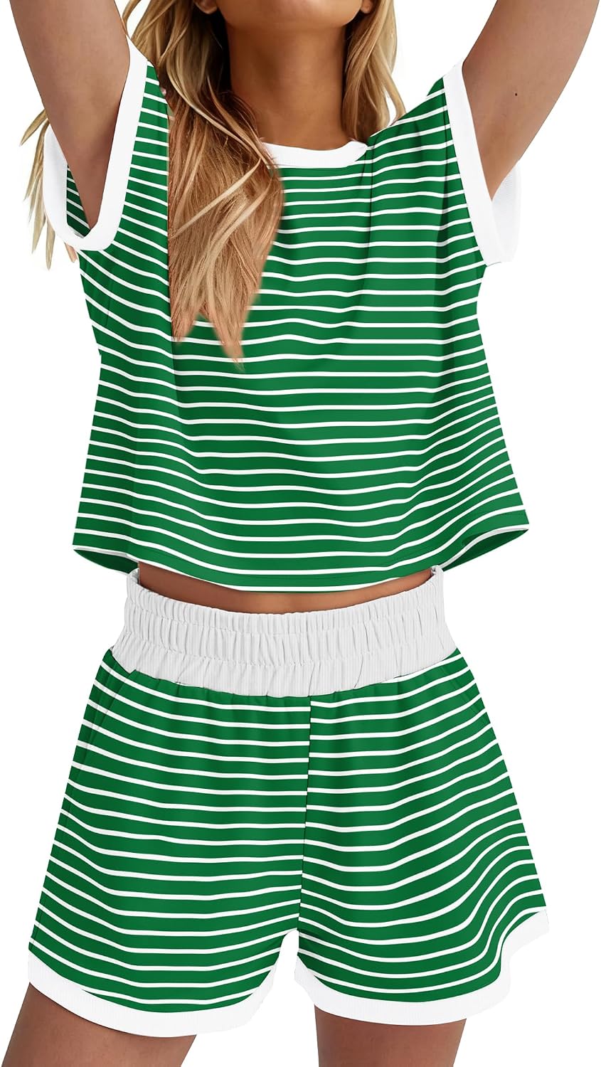 Thumbnail 3 de WIHOLL Two Piece Sets for Women Summer Lounge Short Sets Cap Sleeve Crew Neck Sweatsuit with Pocket XS-2XL