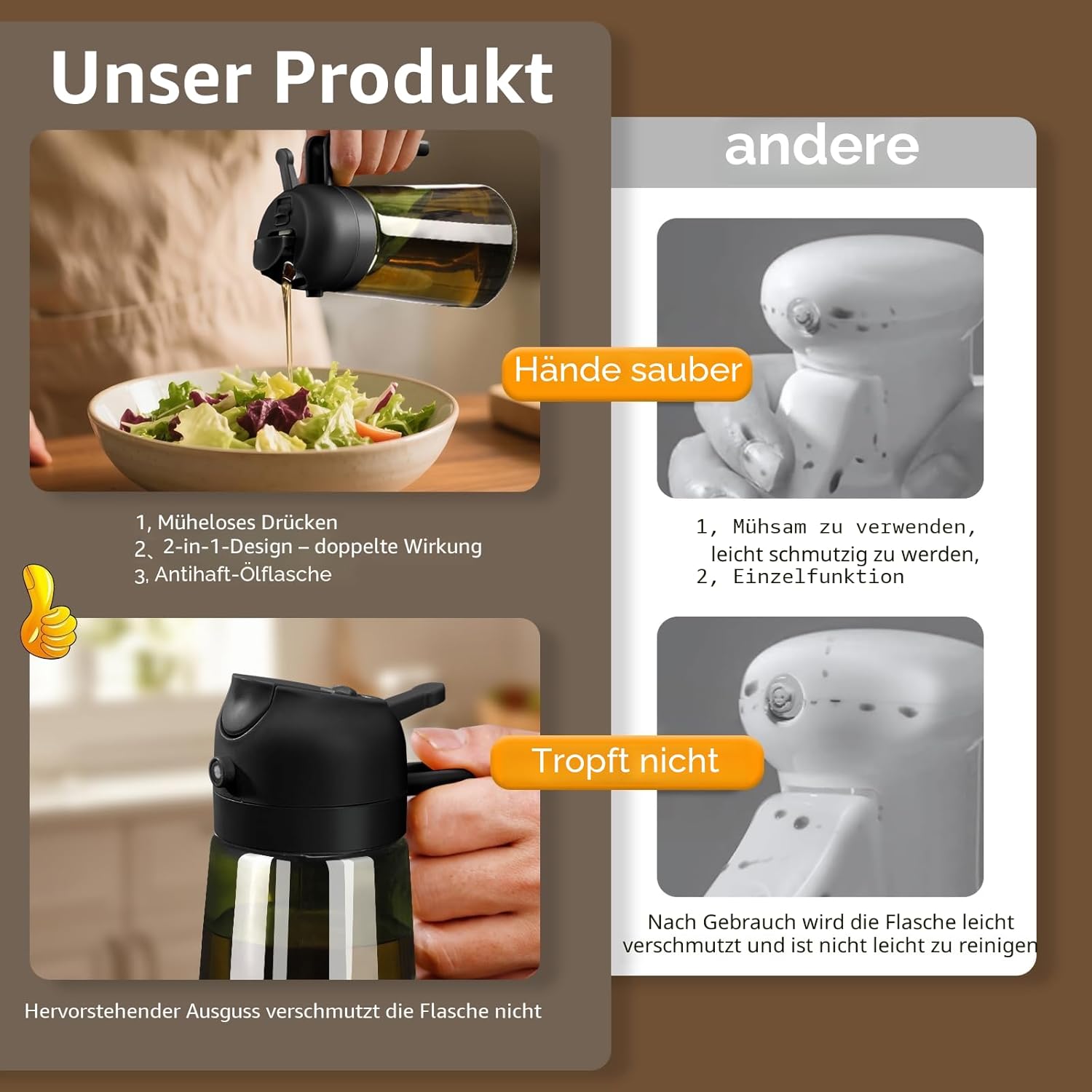 Detalle 2 de SWEET VIEW Olivenölspender 470 ml Glas