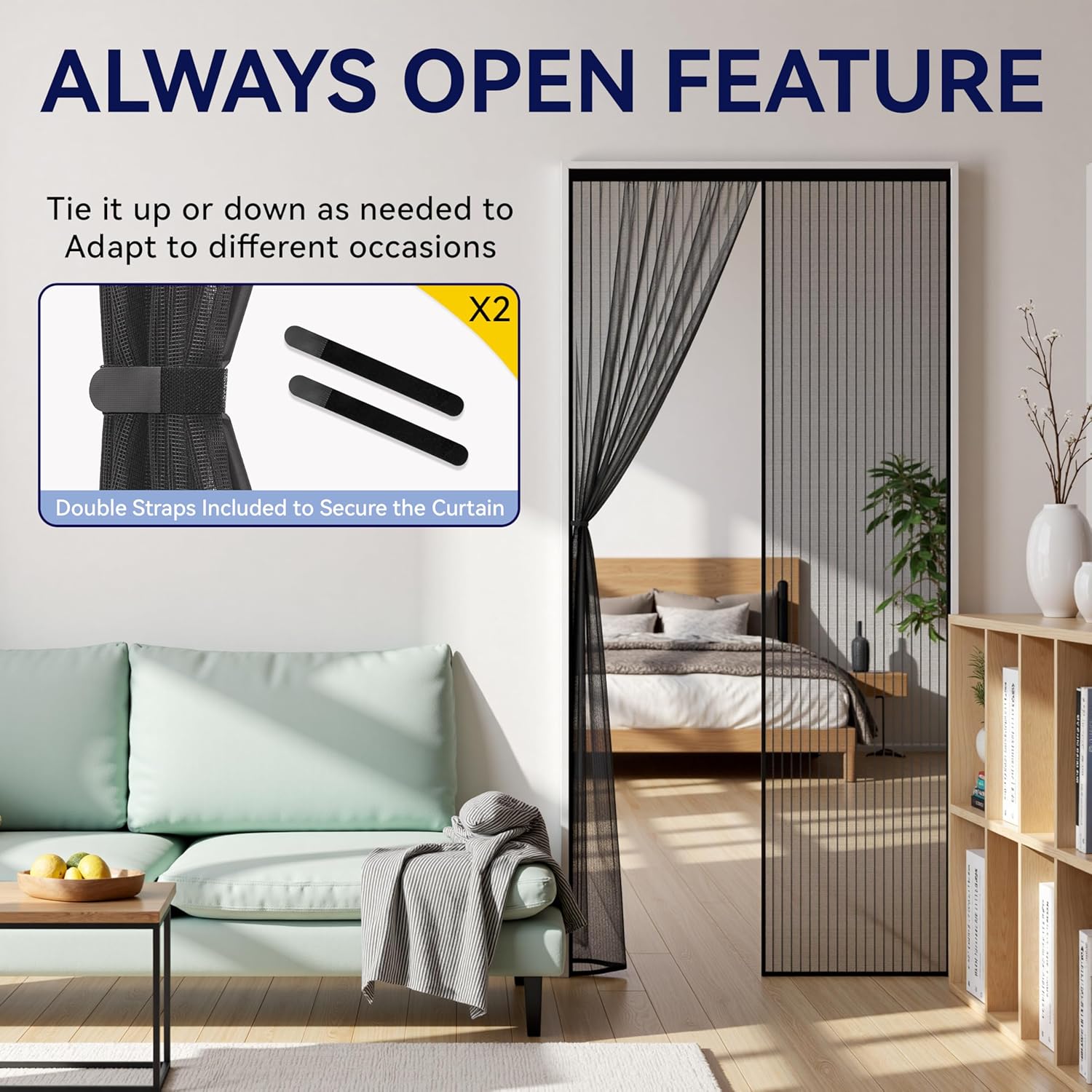 Thumbnail 4 de Auxmir Zanzariera Magnetica 110 x 210 cm con chiusura automatica e rete ultra fine, nera