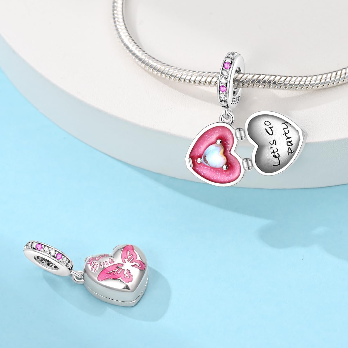 Thumbnail 1 de LNQOBU Charm-Anhänger aus 925 Sterling Silber mit Cubic-Zirconia für Armbänder (Loch ca. 4,5–5 mm)