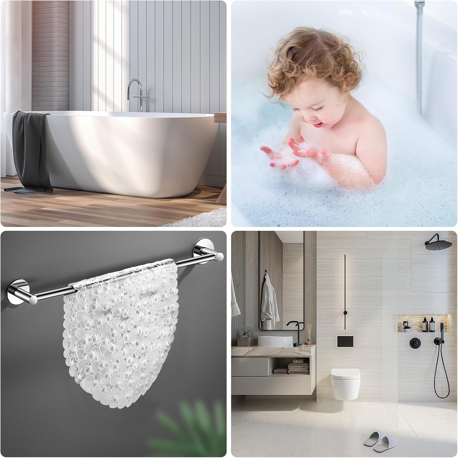 Thumbnail 5 de DOPROP Clear Pebbles Non Slip Shower Mat (69x36cm) with Suction Cups, Drain Holes