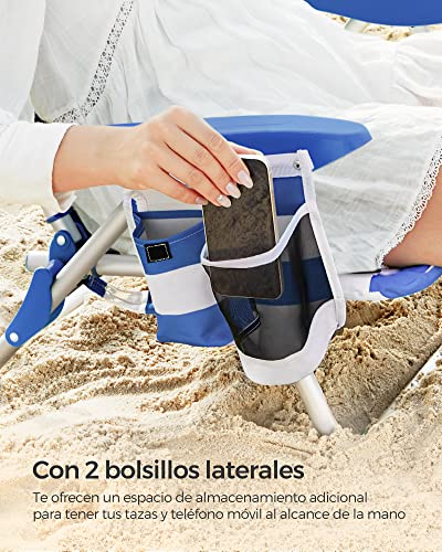 Thumbnail 7 de SONGMICS GCB62BU: Silla de playa plegable con respaldo ajustable y accesorios