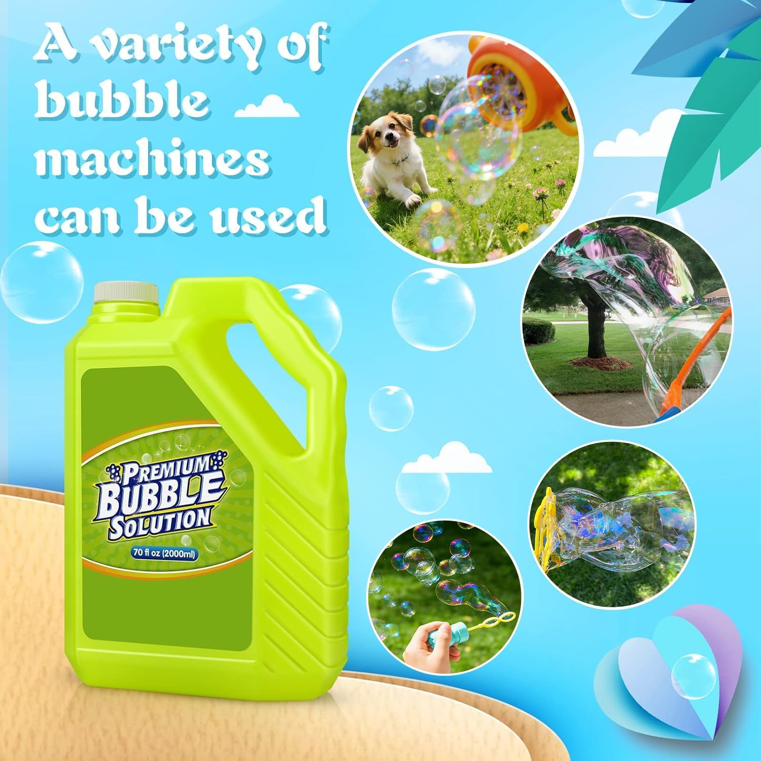 Detalle de Bubble Solution Refill – 70 OZ Premium Bubbles for Bubble Machines, Wands, and More