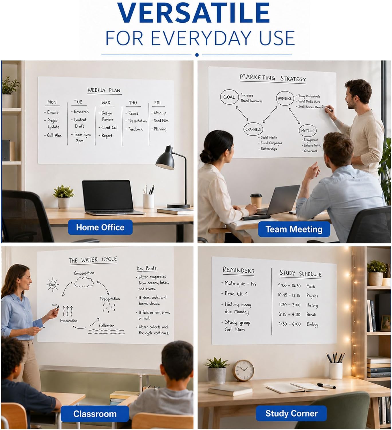Detalle de HeatPomelo Dry Erase Wall Paper, 100" x 47", Peel-and-Stick PET