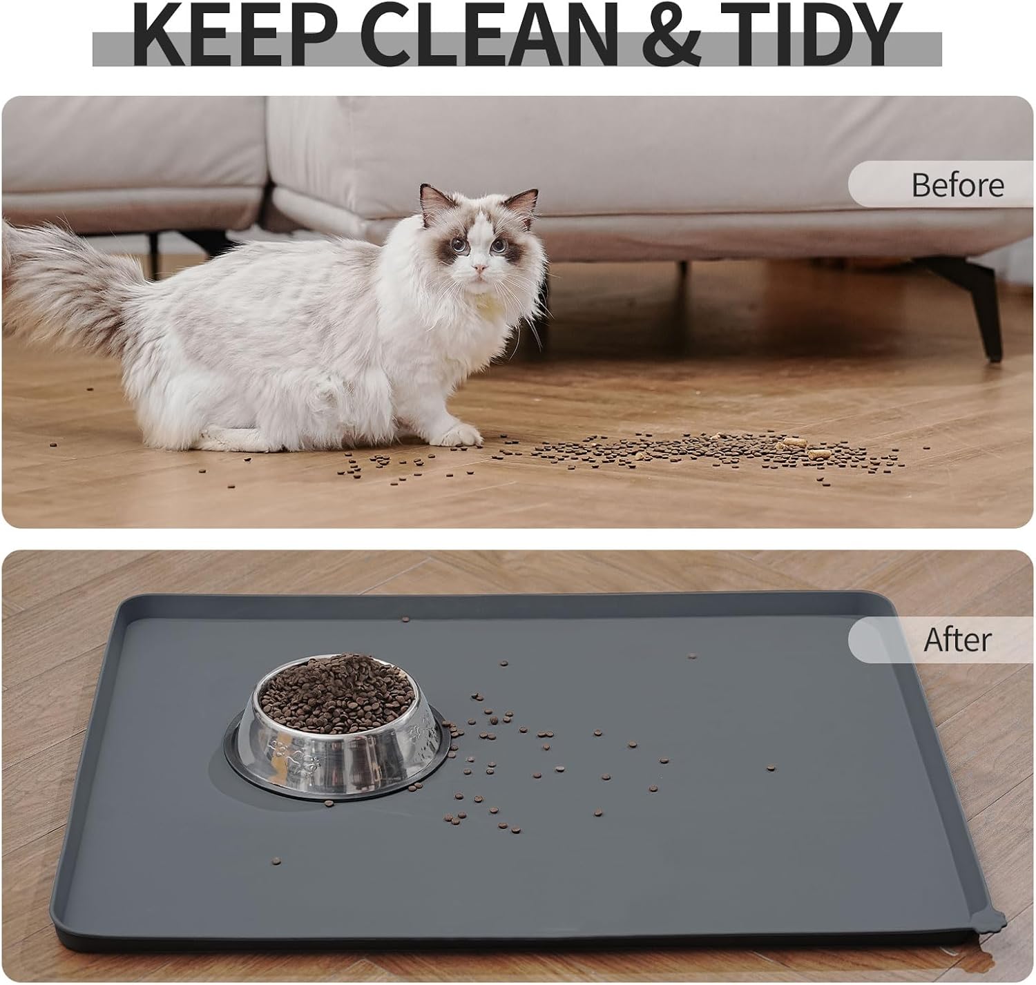 Detalle 2 de Reopet Waterproof Pet Feeding Mat with Raised Non-Slip Silicone Edges