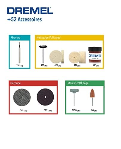 Detalle 2 de Dremel 687 : coffret d’accessoires pour travaux généraux (52 accessoires) dans un étui réutilisable