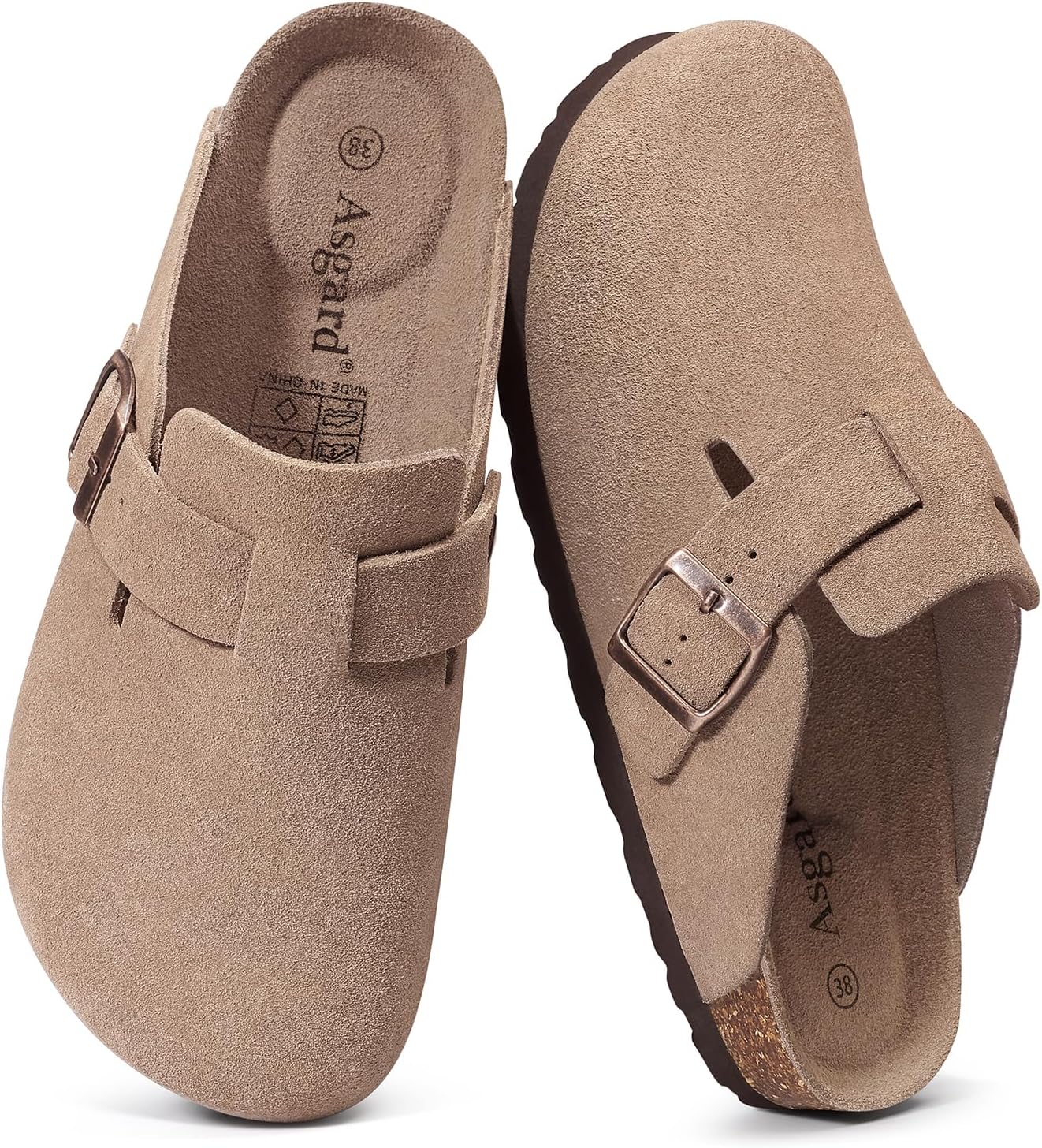 Thumbnail 6 de Asgard Genuine Suede Clogs with Arch Support Cork Footbed for Women & Men Leather Mules