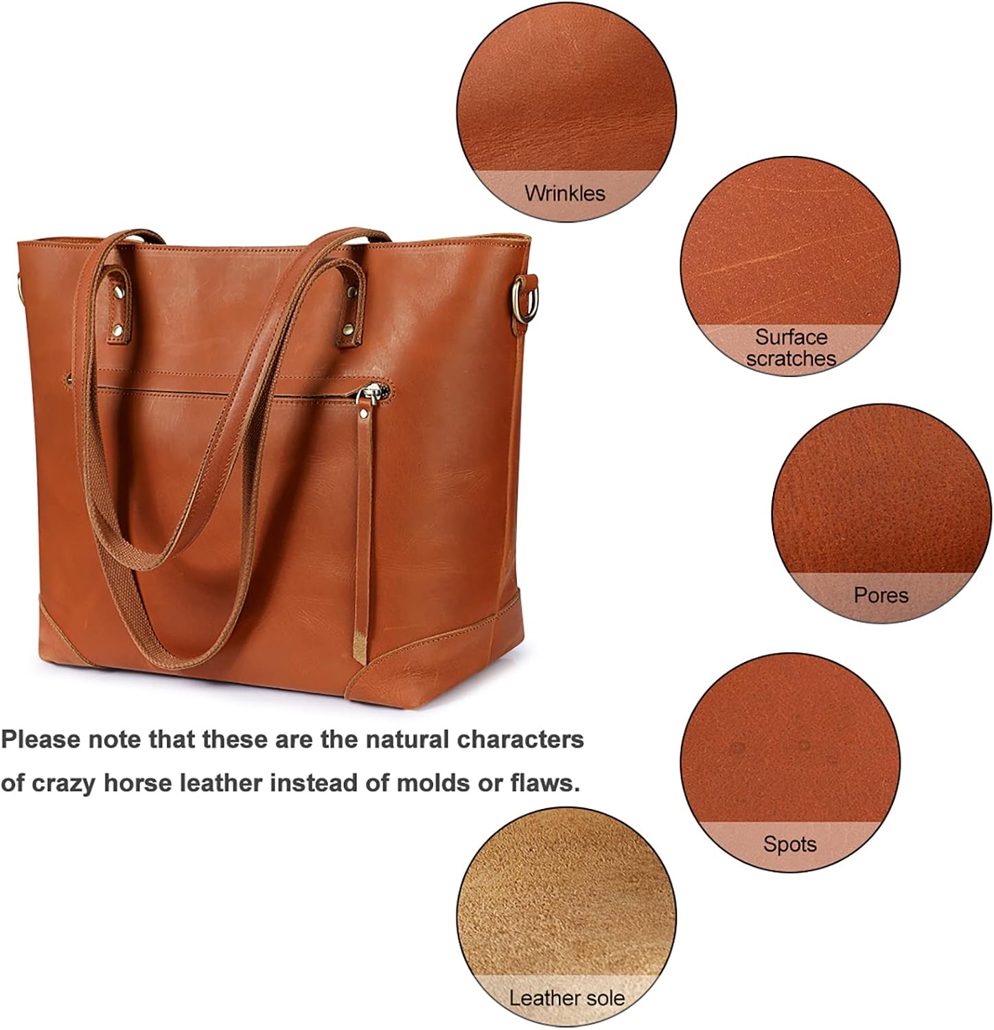 Thumbnail 6 de S-ZONE Femmes Vintage 3-Way Véritable Crazy Horse Sac