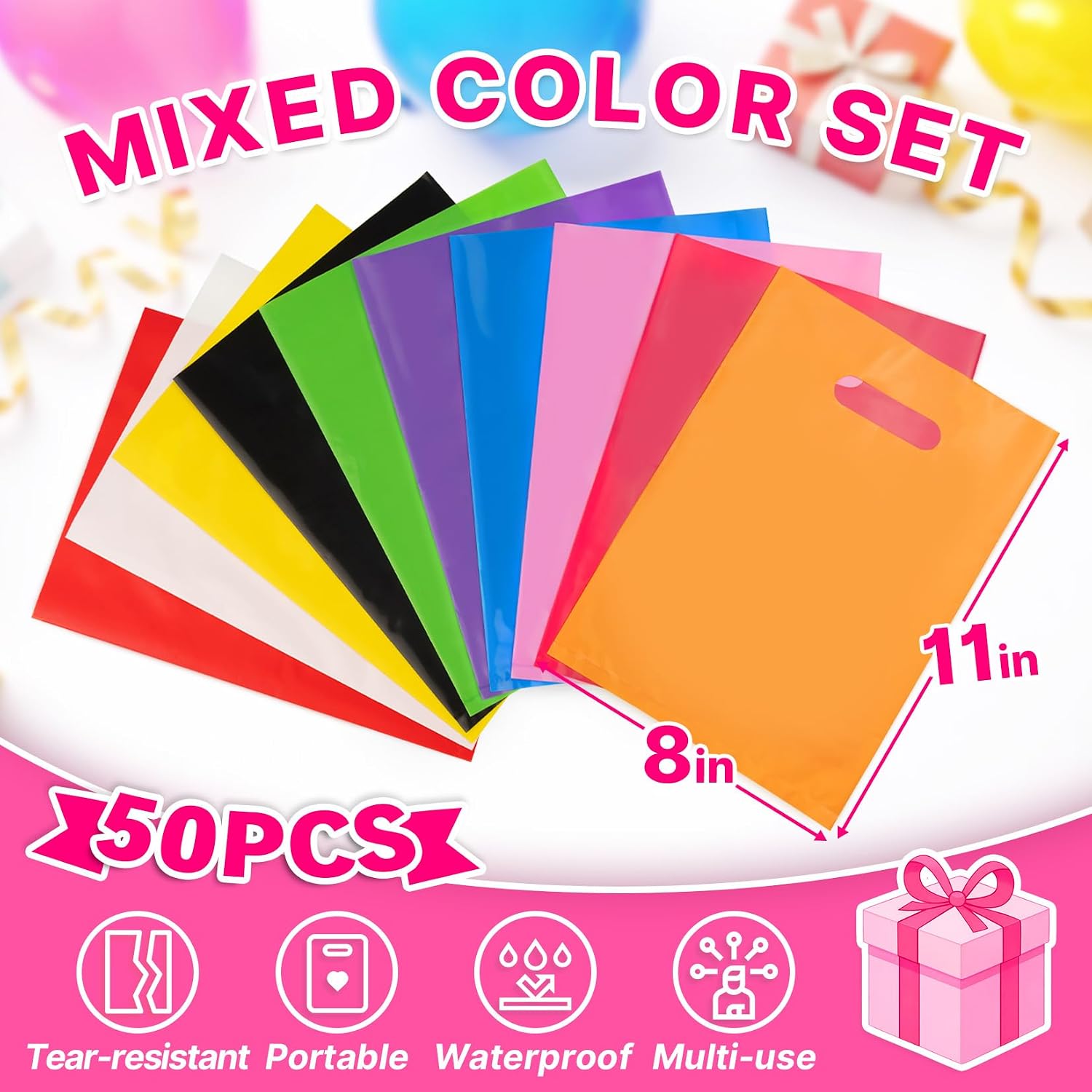 Thumbnail 1 de ANZNKU 50 PCS Multicolor Party Favor Gift Bags (8"x11")
